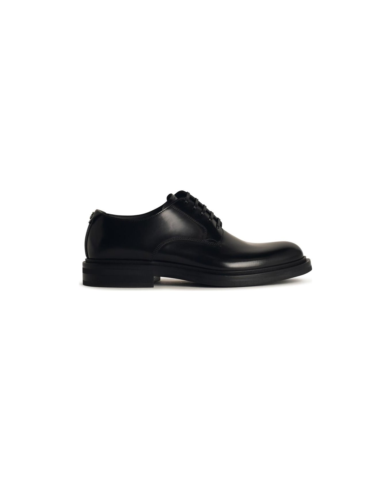 Dolce & Gabbana Scarpa 'derby' In Shiny Black Leather - Black