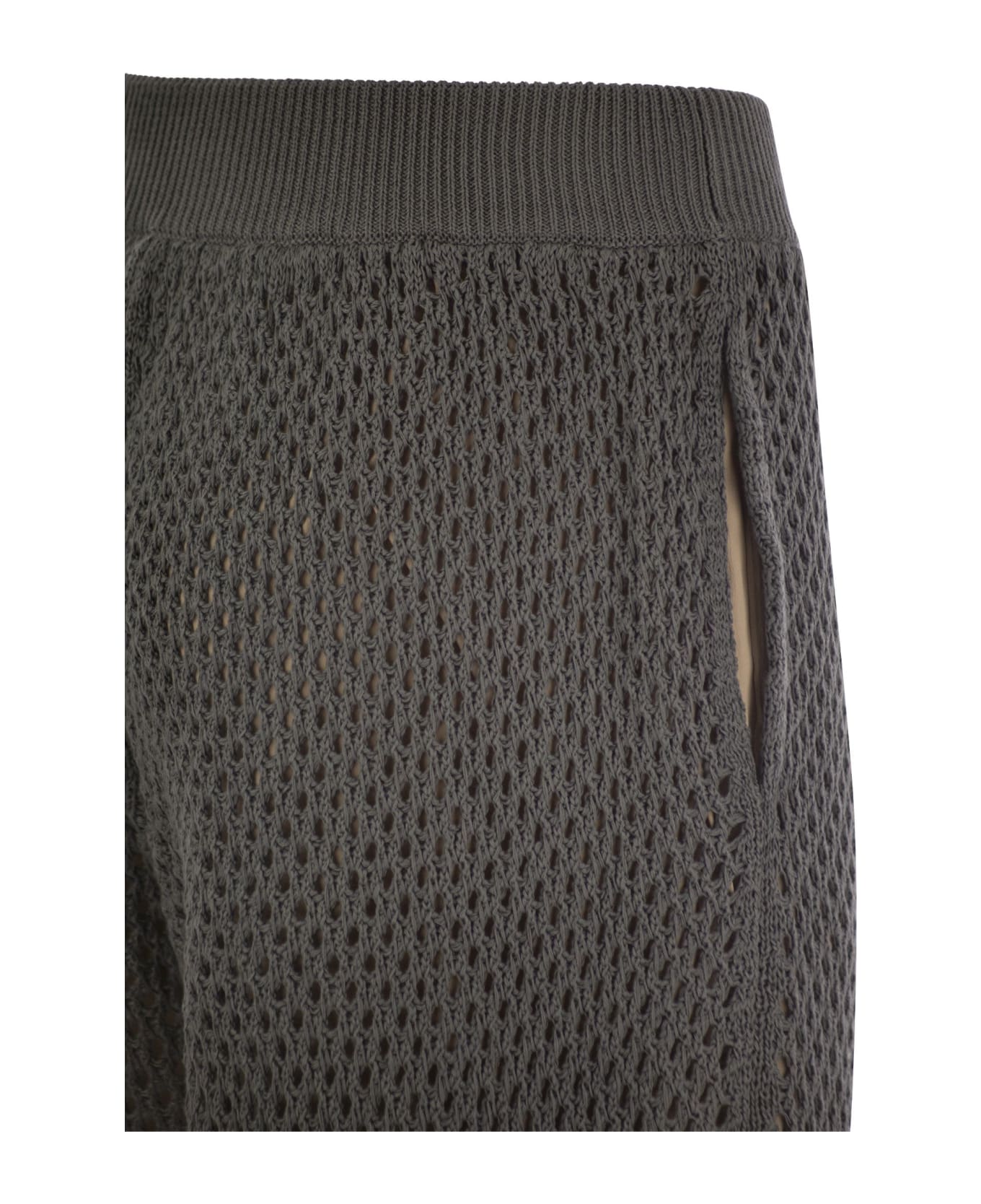 Brunello Cucinelli Net Knit Cotton Trousers - Anthracite