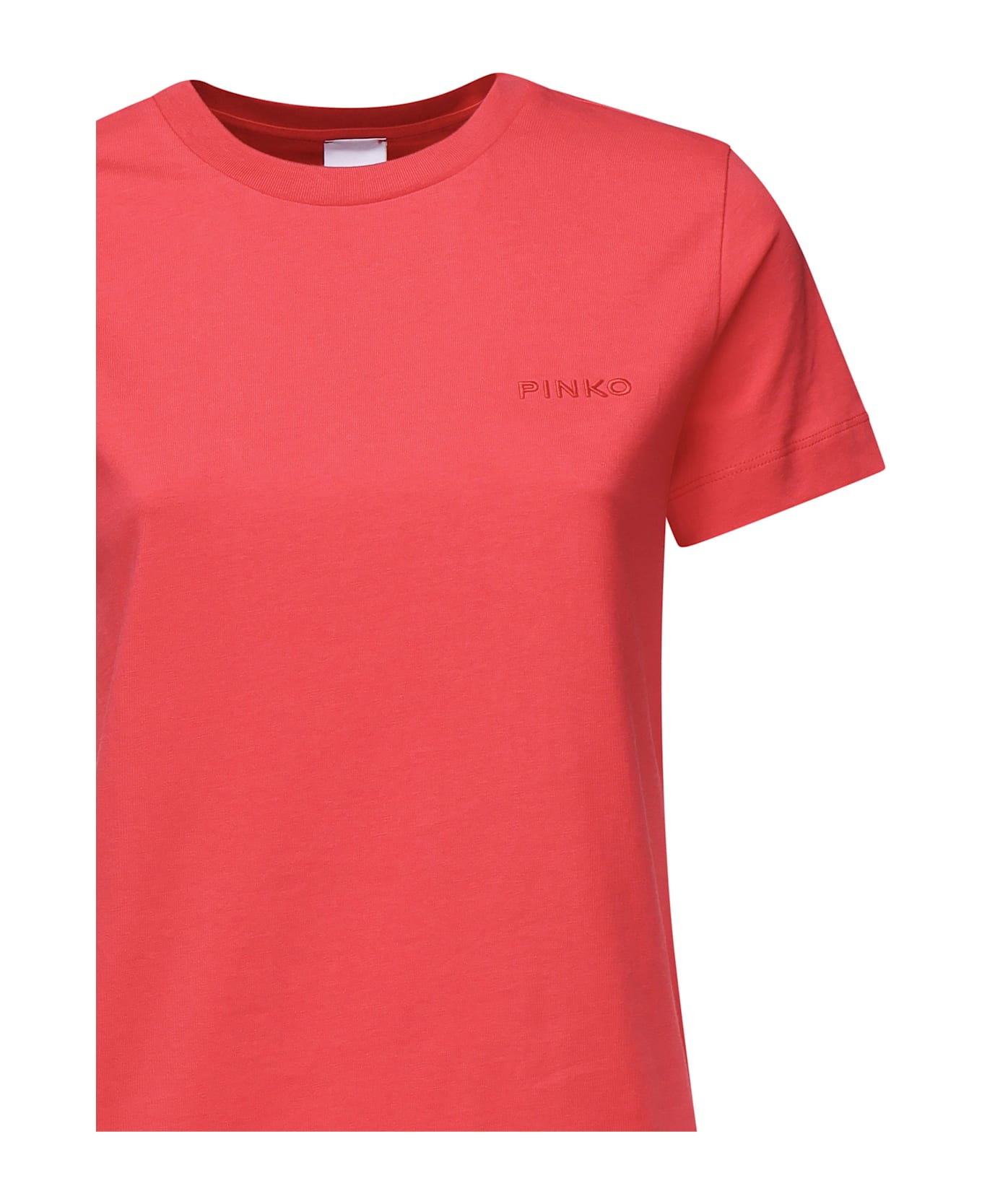 Pinko T-shirt Half Sleeves Logo Embroidery - Red