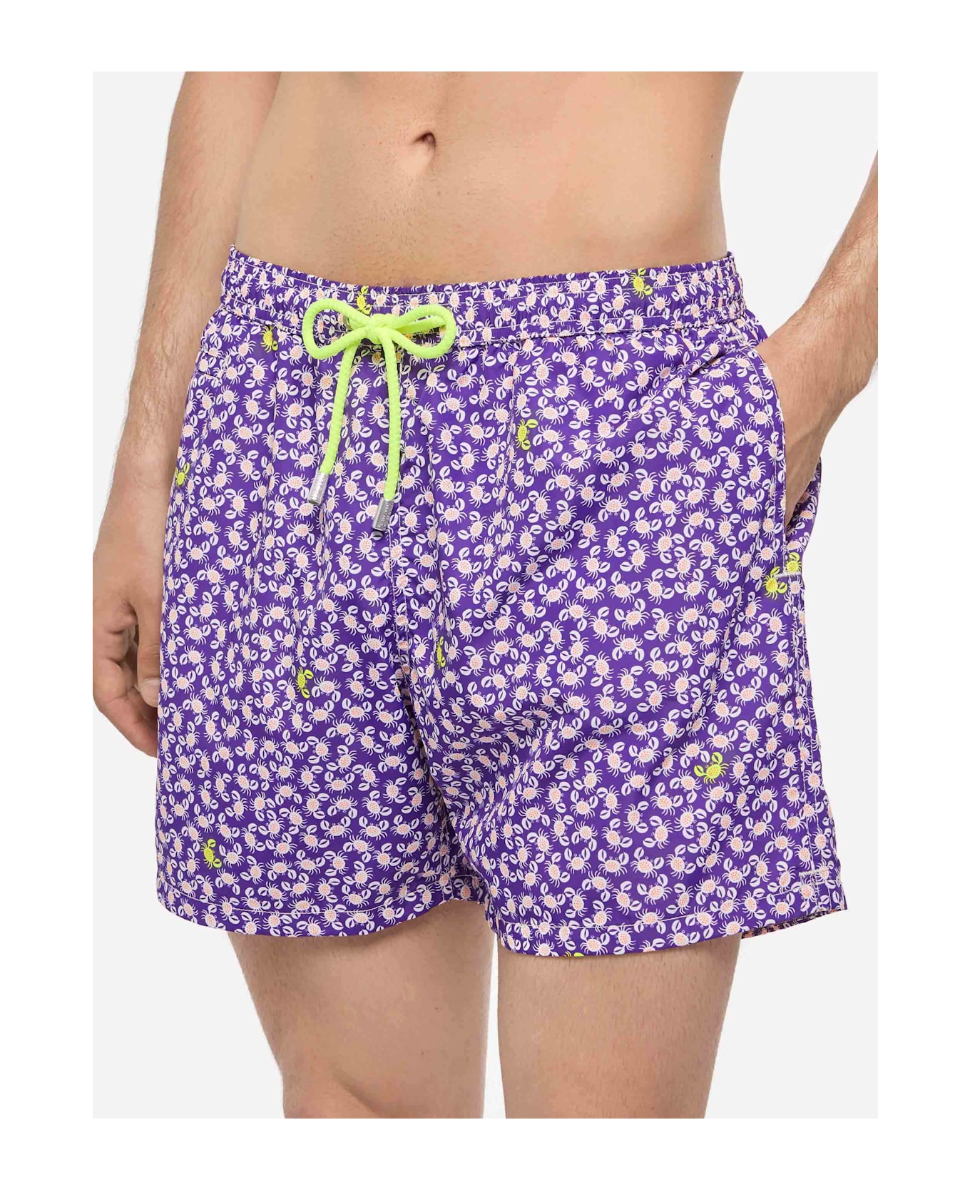 MC2 Saint Barth Man Light Fabric Swim Shorts With Crabs Print - PINK