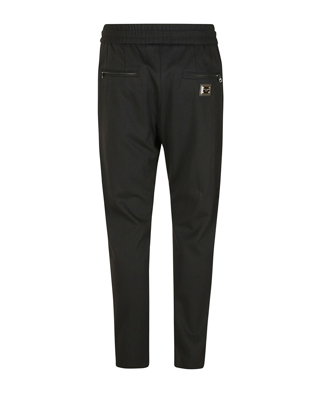 Dolce & Gabbana Drawstring Waist Cropped Front Trousers - Black