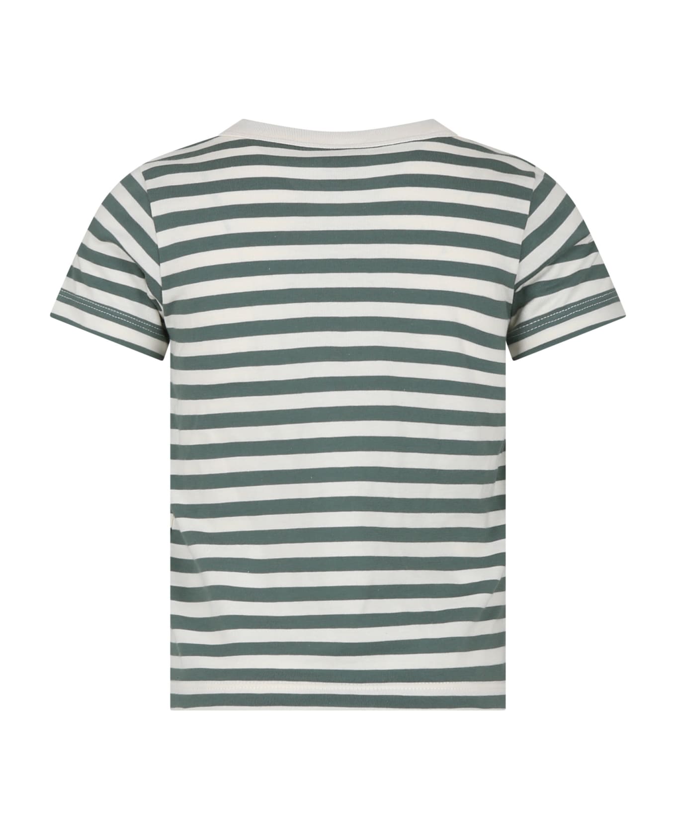 Petit Bateau Green T-shirt For Kids With Stripes - Green
