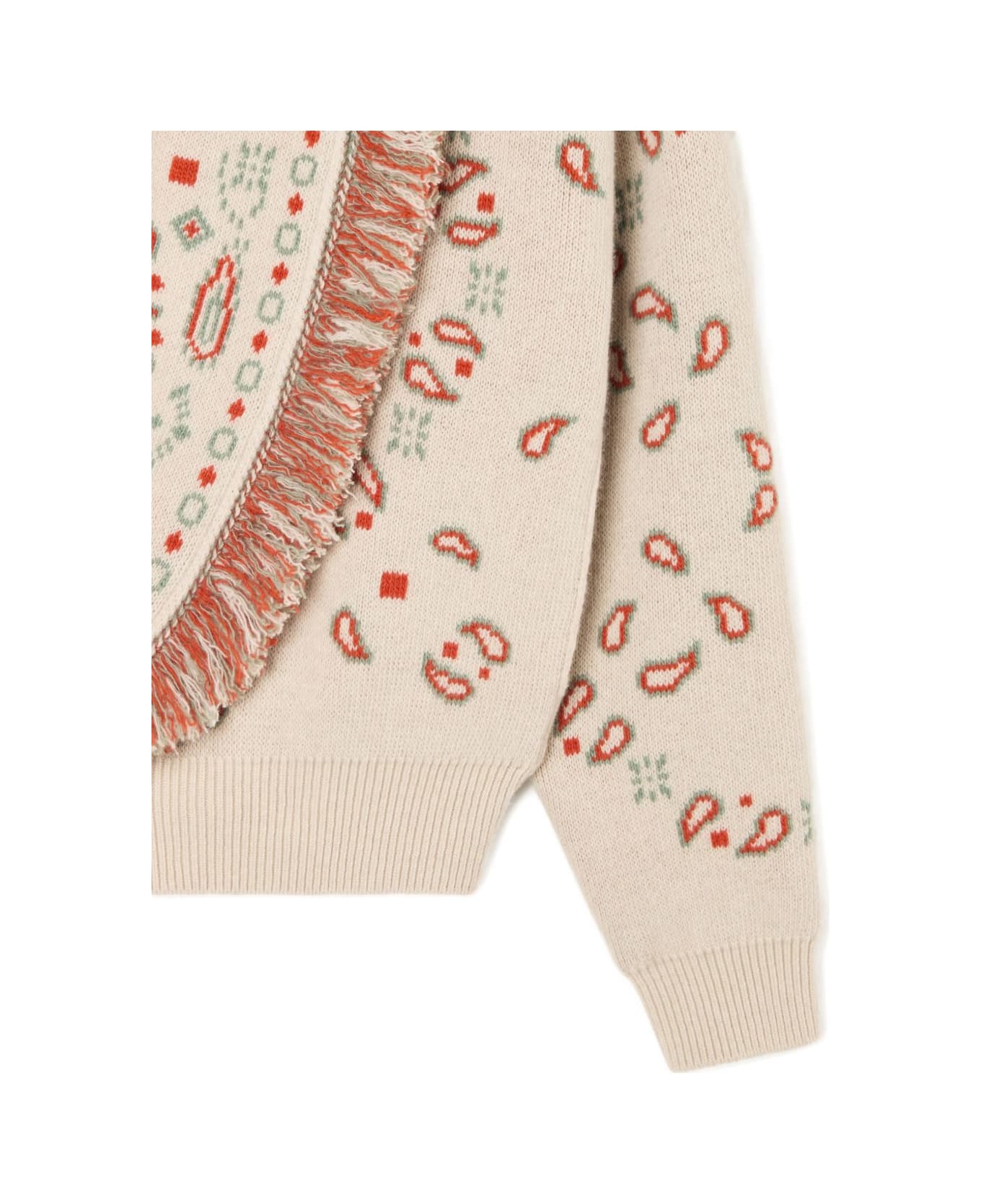 Alanui Bandana Jacquard Cashmere And Wool Cardigan - Beige