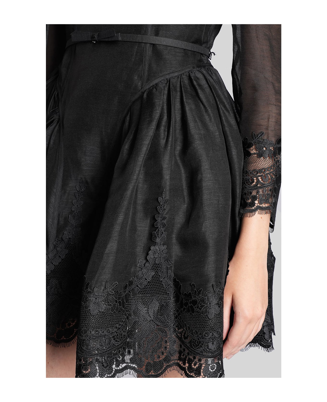 Zimmermann Mini Dress In Black Linen - black