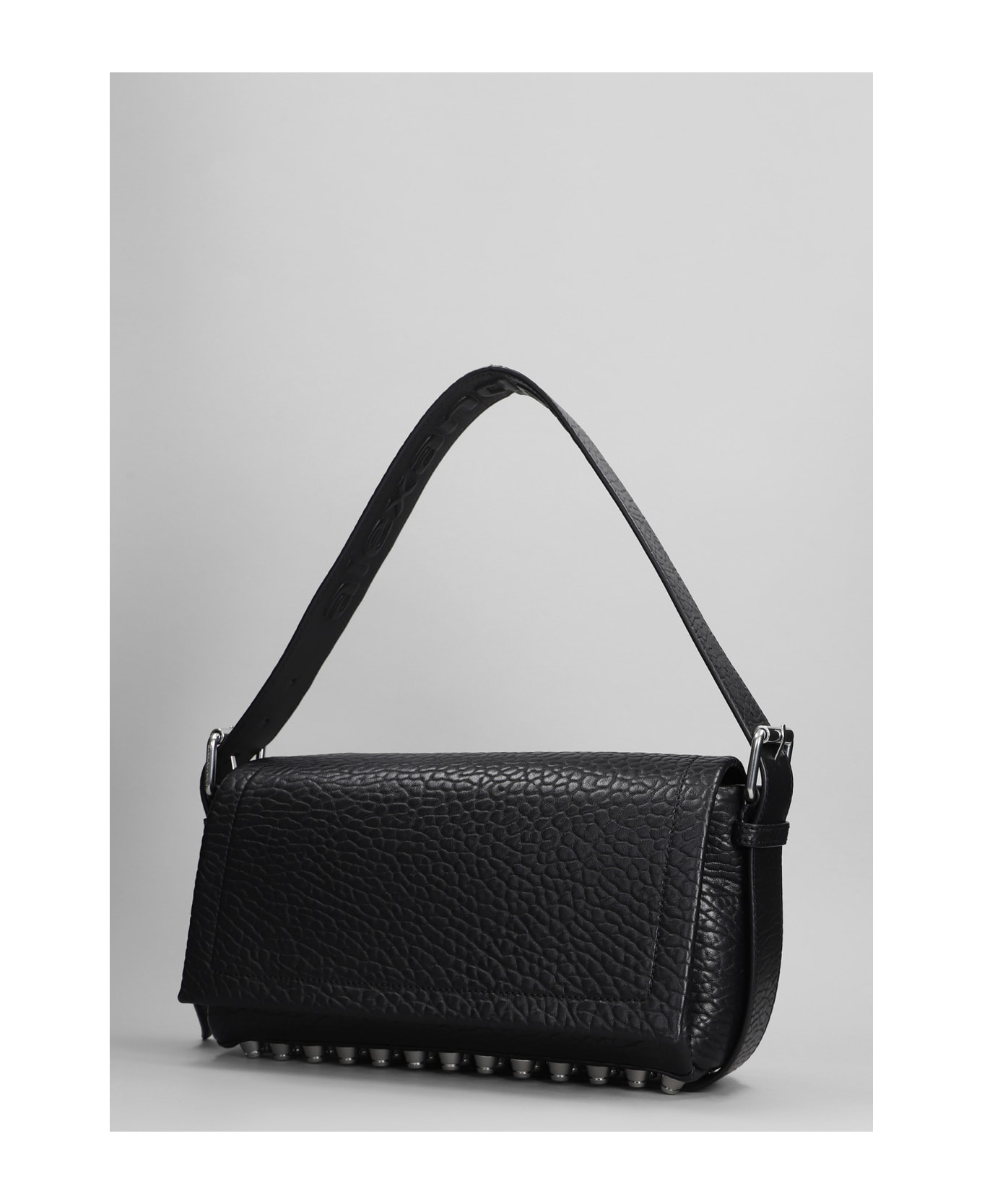 Alexander Wang Medium Flap Shoulder Bag In Black Leather - Black