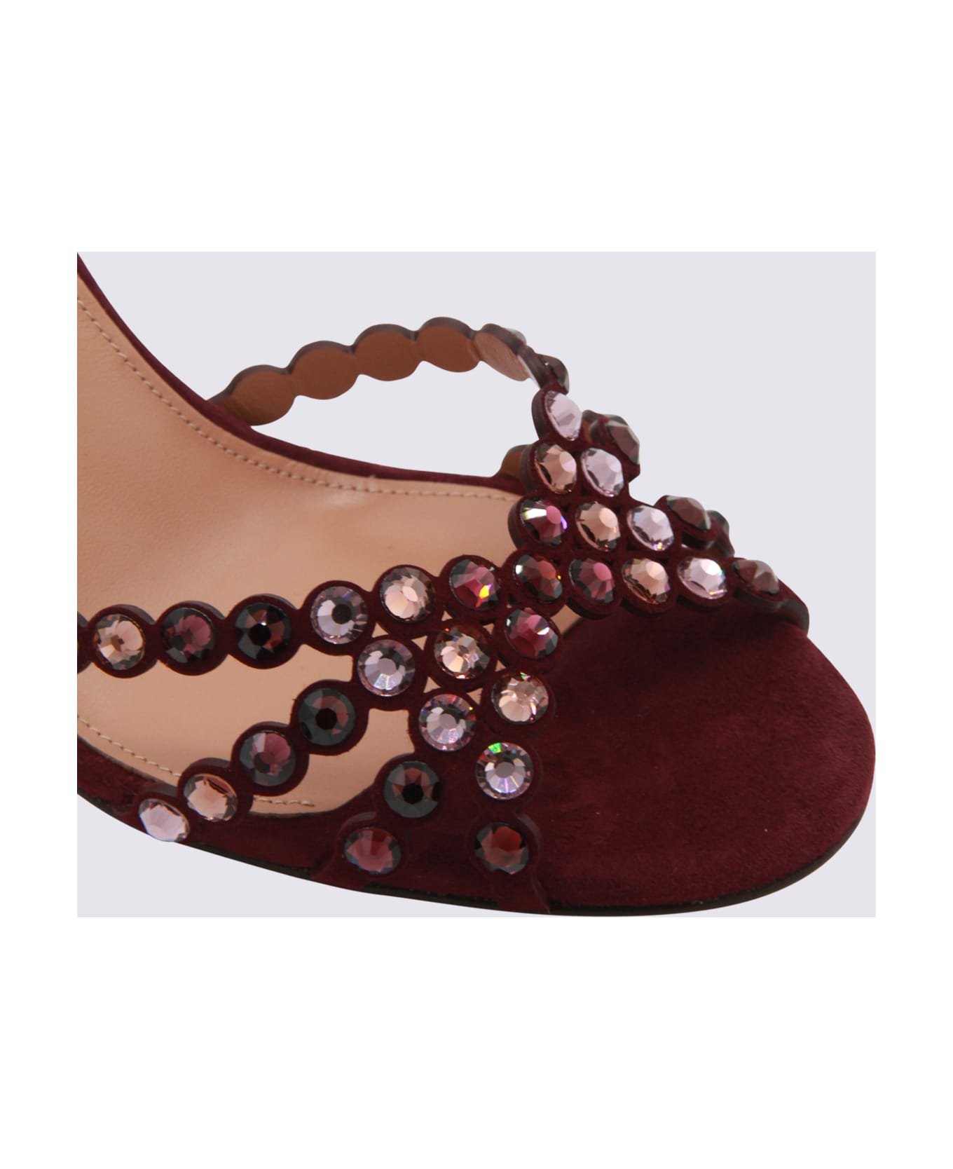 Aquazzura Dark Red Leather Tequila 85 Sandal - BLACKBERRY