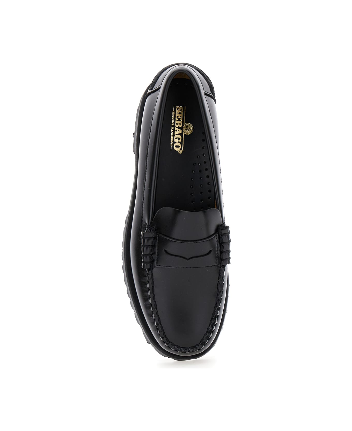 Sebago Black Slip-on Loafers With Lug Sole In Leather Woman - Black