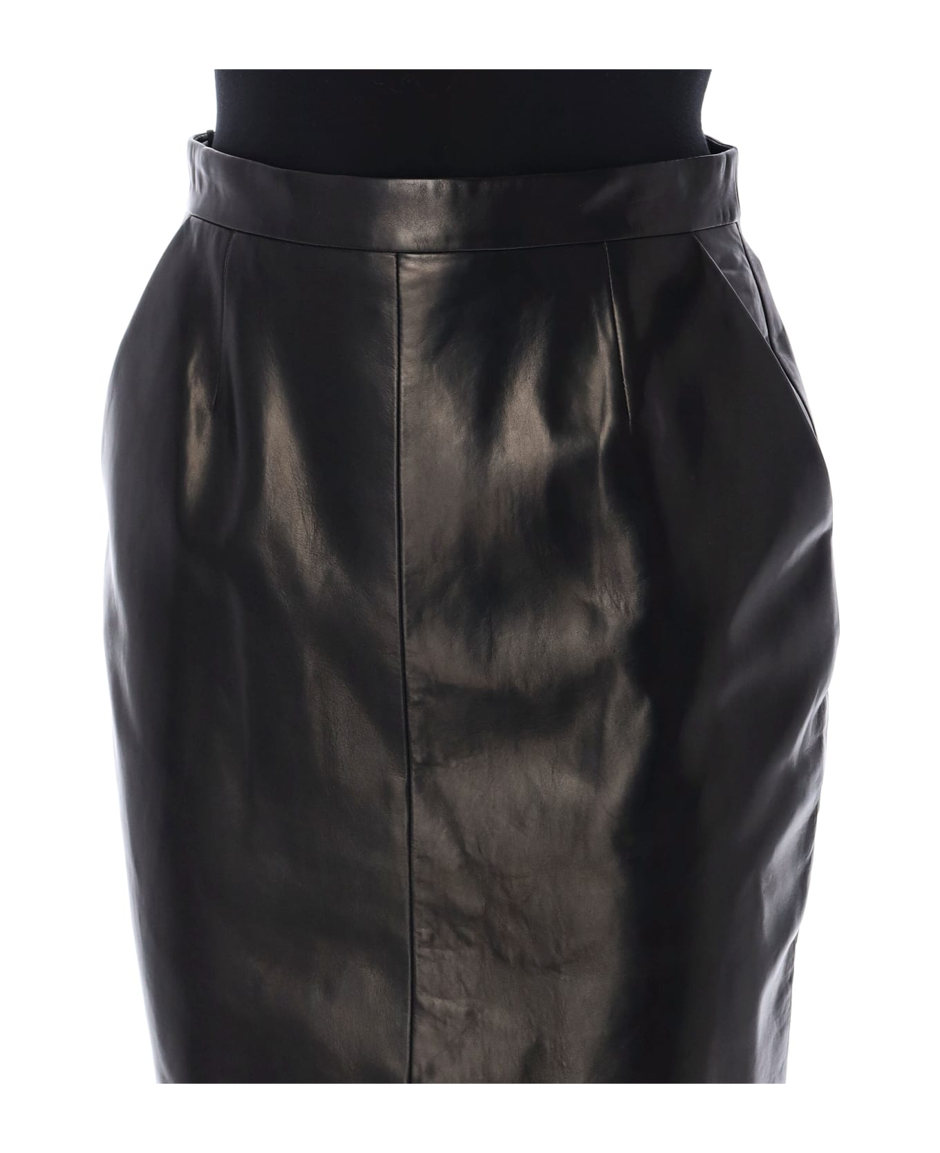 Saint Laurent Leather Pencil Skirt - BLACK