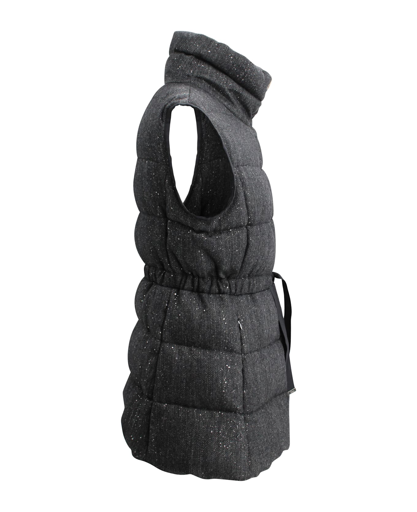 Herno Padded Waistcoat With Sequins - Black