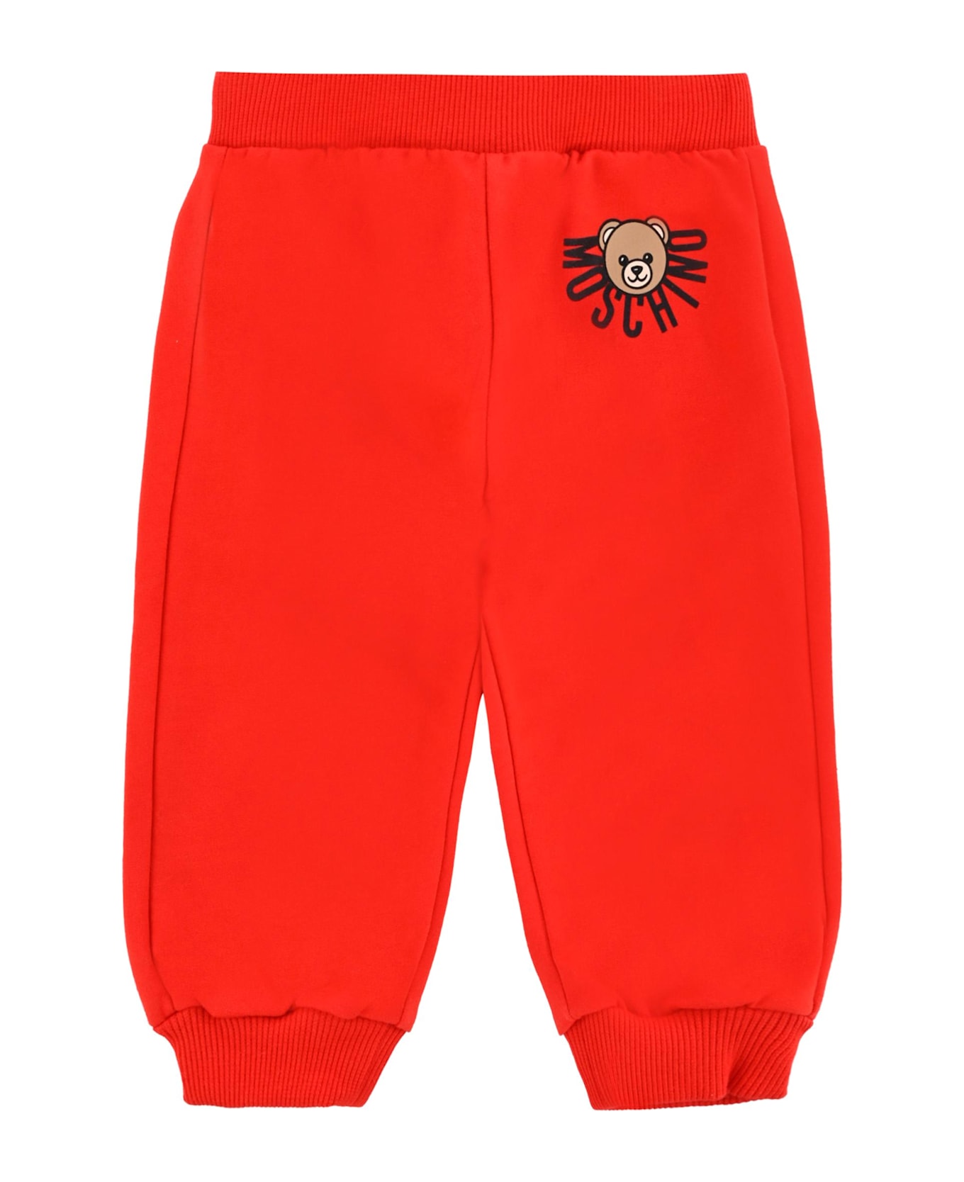 Moschino Red Trousers For Babykids With Teddy Bear - Red ボトムス