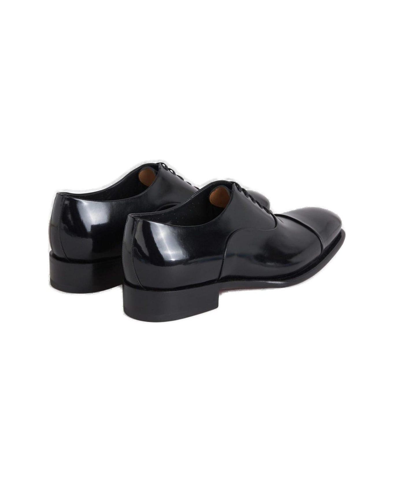 Santoni Round Toe Slip-on Oxford Shoes - Black