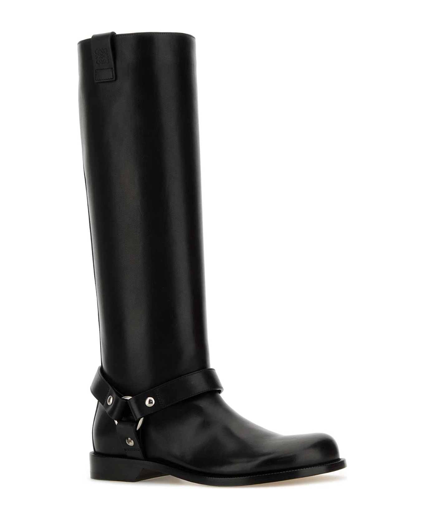 Loewe Black Leather Campo Biker Boots - BLACK