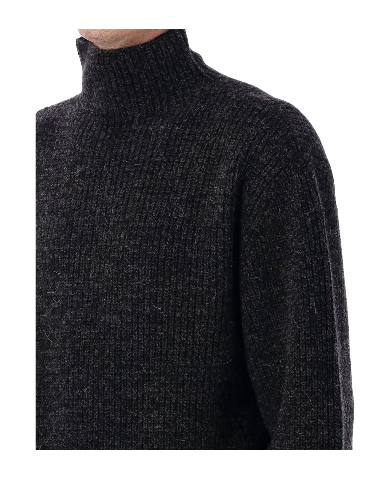 Lemaire Yak Alpaca High Neck Sweater - BLACK