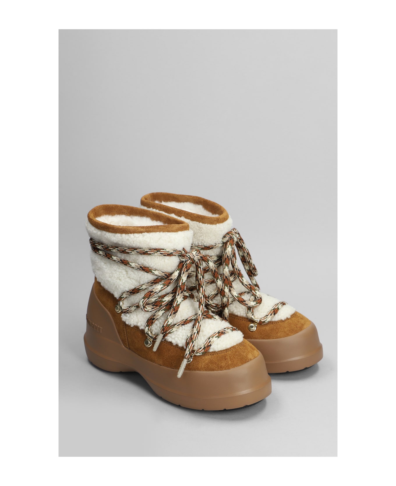 Moon Boot Mb Luna Boot Ankle Boots In Leather Color Wool - leather color