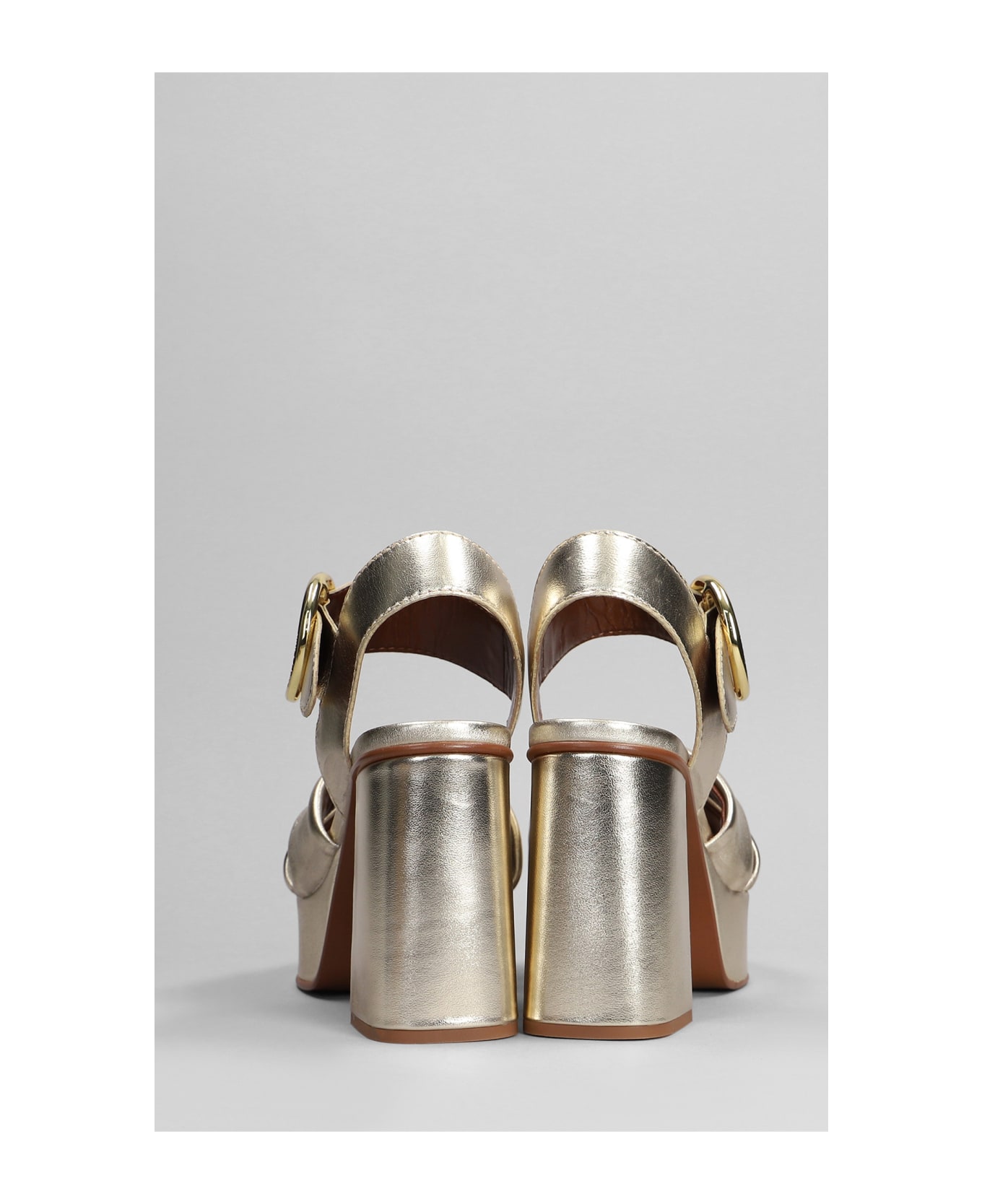 See by Chloé Lyna Sandals In Platinum Leather - platinum