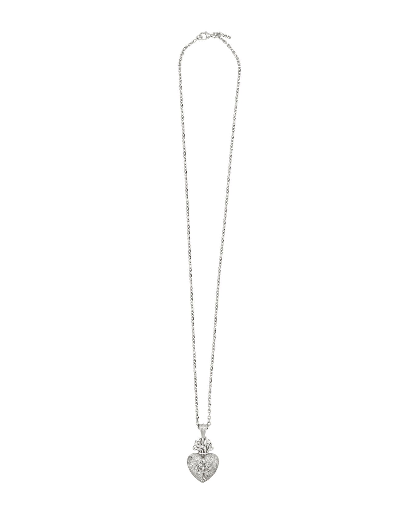 Emanuele Bicocchi Large Sacred Heart Necklace - SILVER