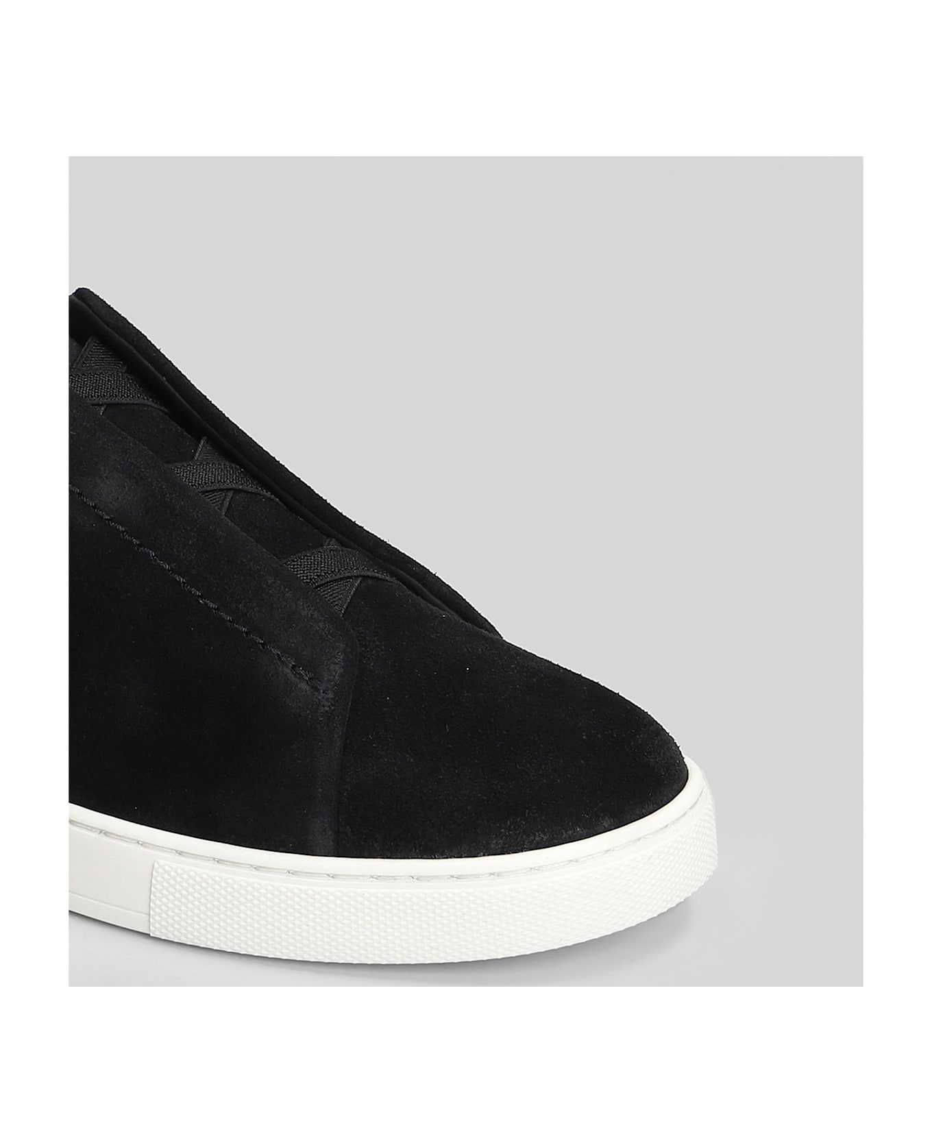Zegna Triple Stitch Sneakers In Black Suede - black