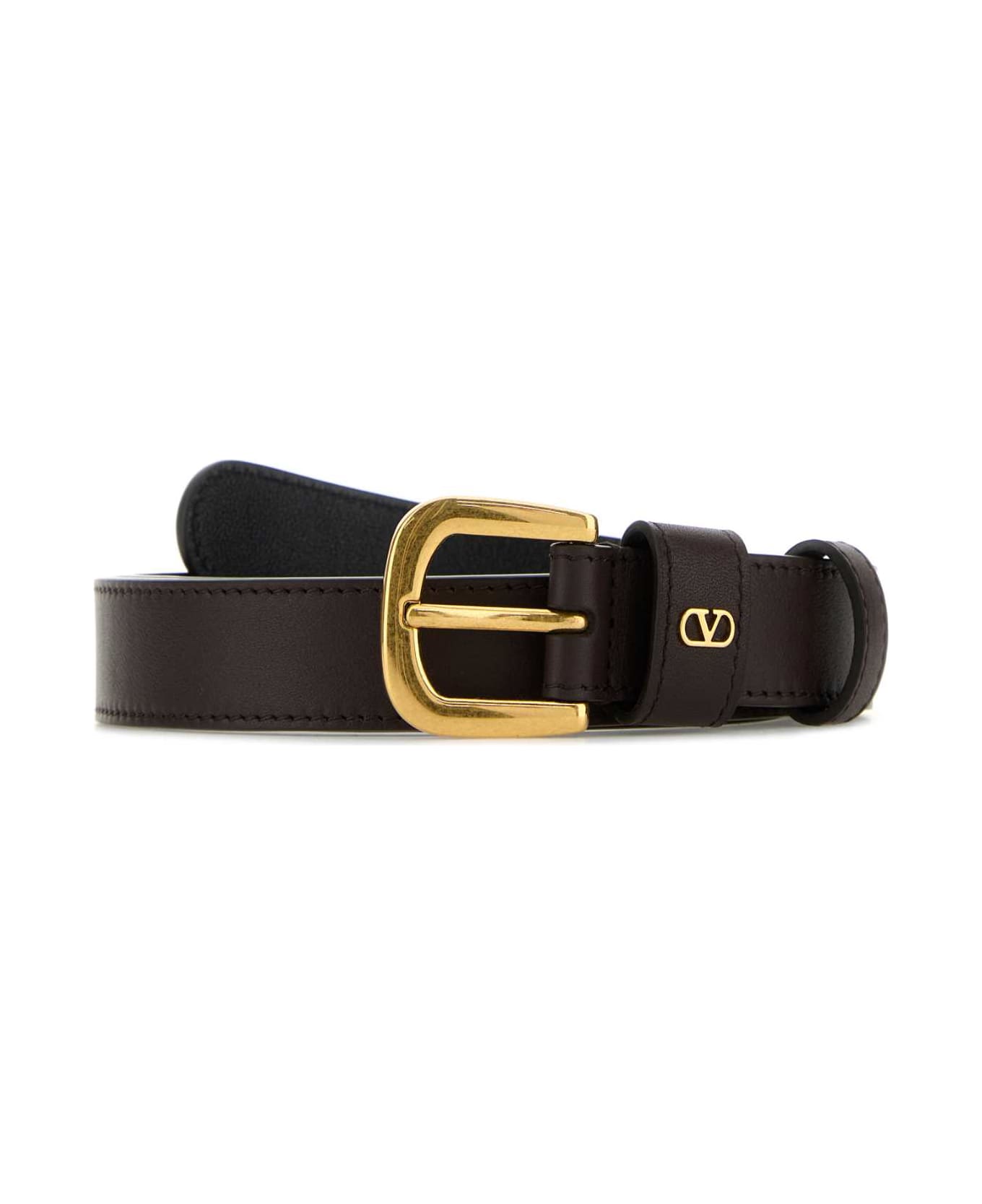 Valentino Garavani Dark Brown Leather Belt - OAKBROWN