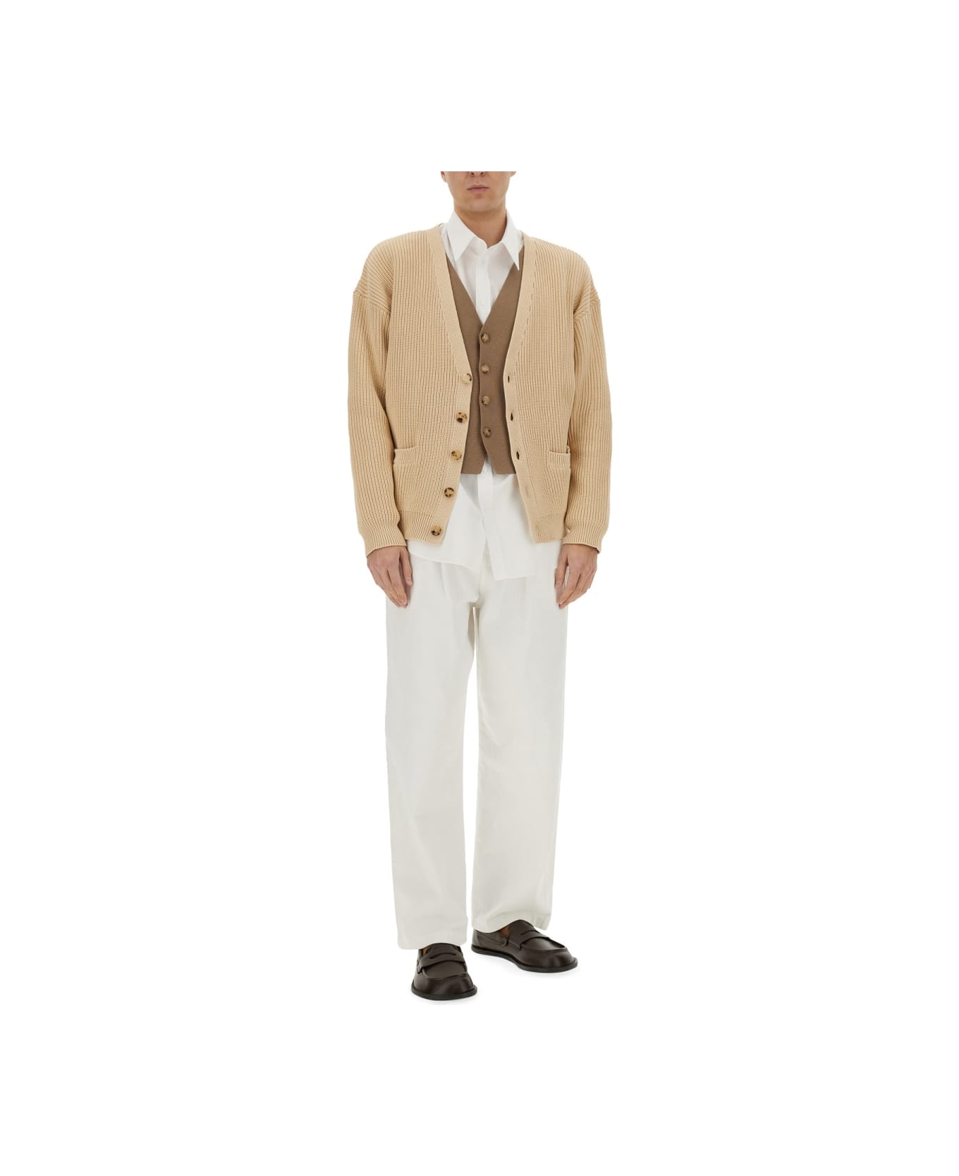 Moschino Organic Cotton Blend Cardigan - BEIGE