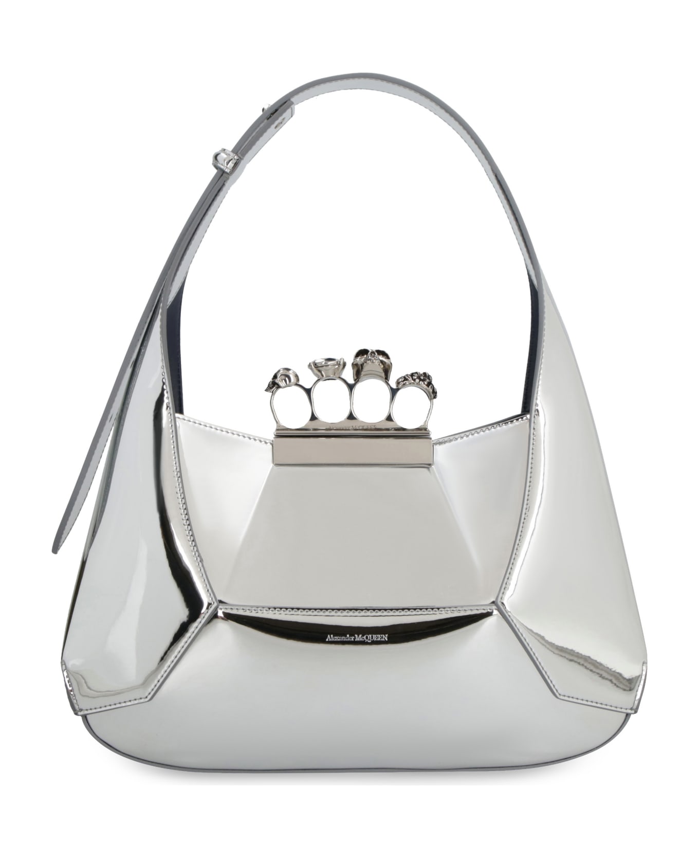 Alexander McQueen Hobo Bag With Four Rings Detail - silver