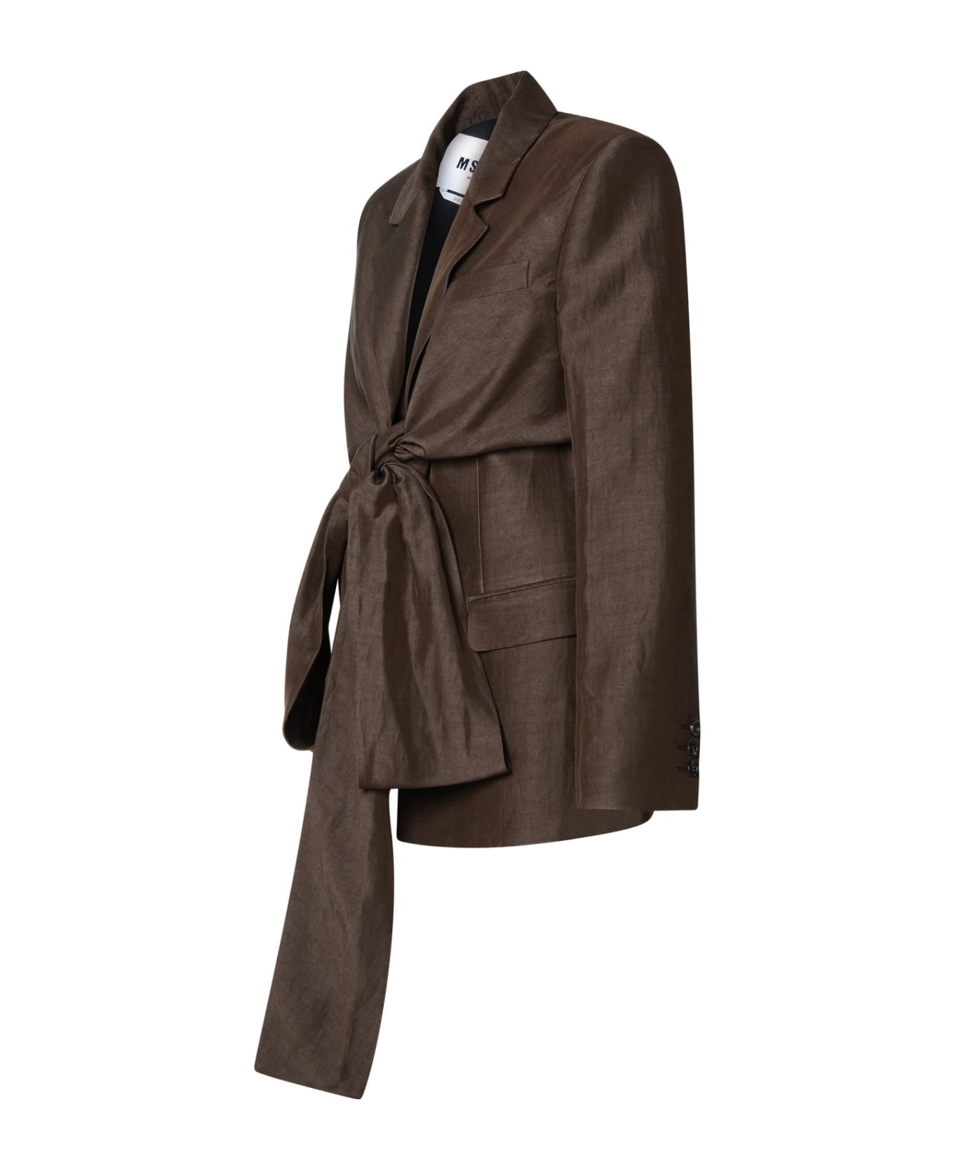 MSGM Blazer In Brown Linen Blend - Brown ジャケット