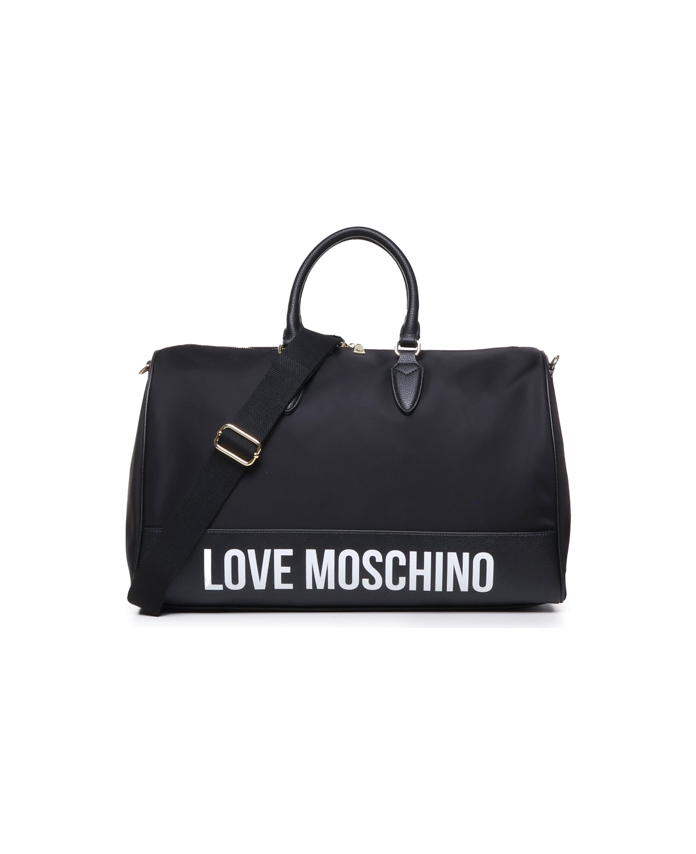 Love Moschino Duffle Bag With Print - Black