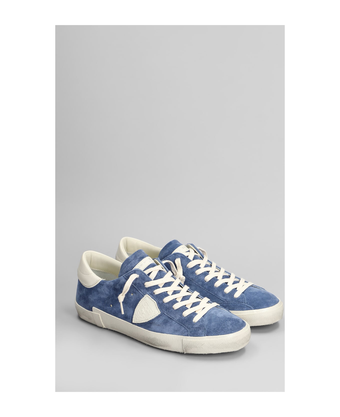 Philippe Model Prsx Low Sneakers In Blue Suede - blue