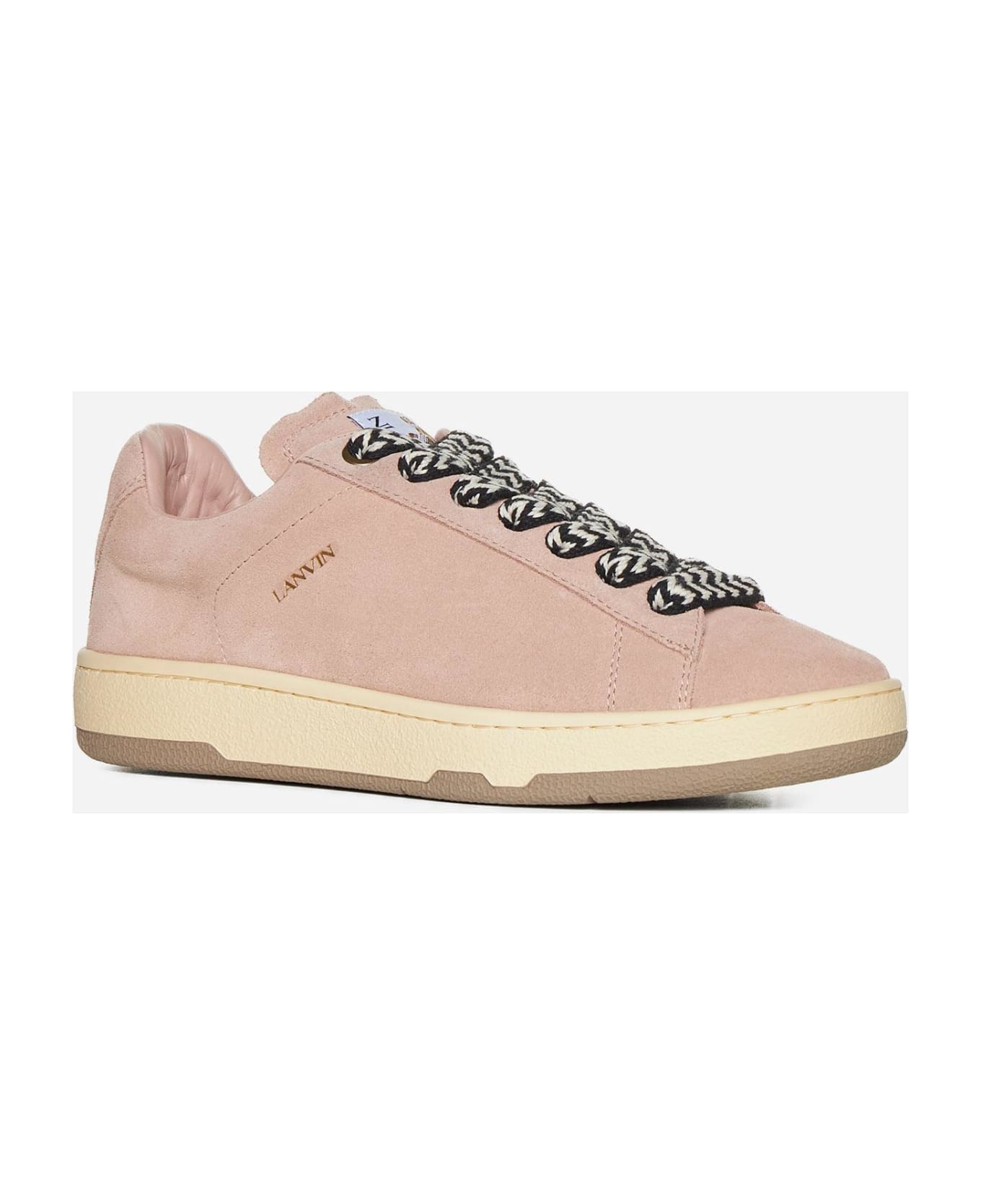 Lanvin Lite Curb Low-top Suede Sneakers - Pale Pink