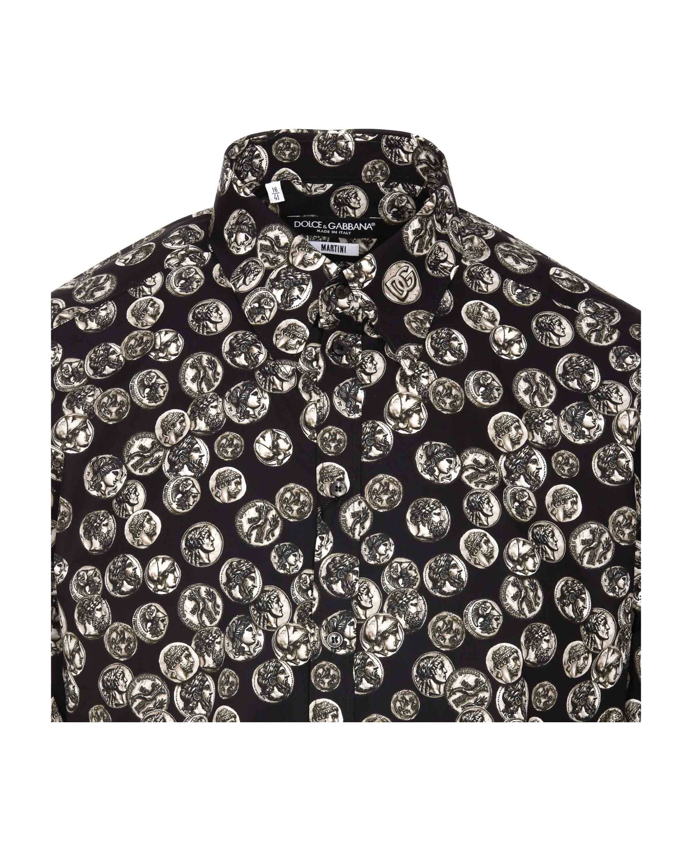 Dolce & Gabbana Coint Print Martini Shirt - Black