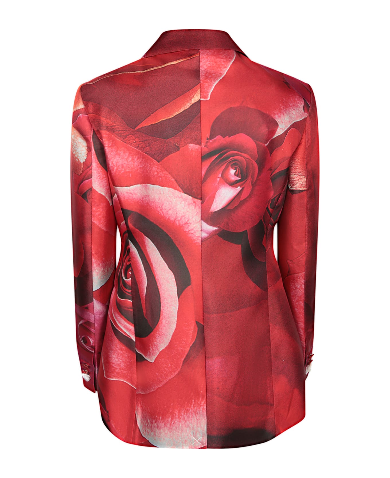 Roberto Cavalli Red Garden Rose Silk Jacket - Red