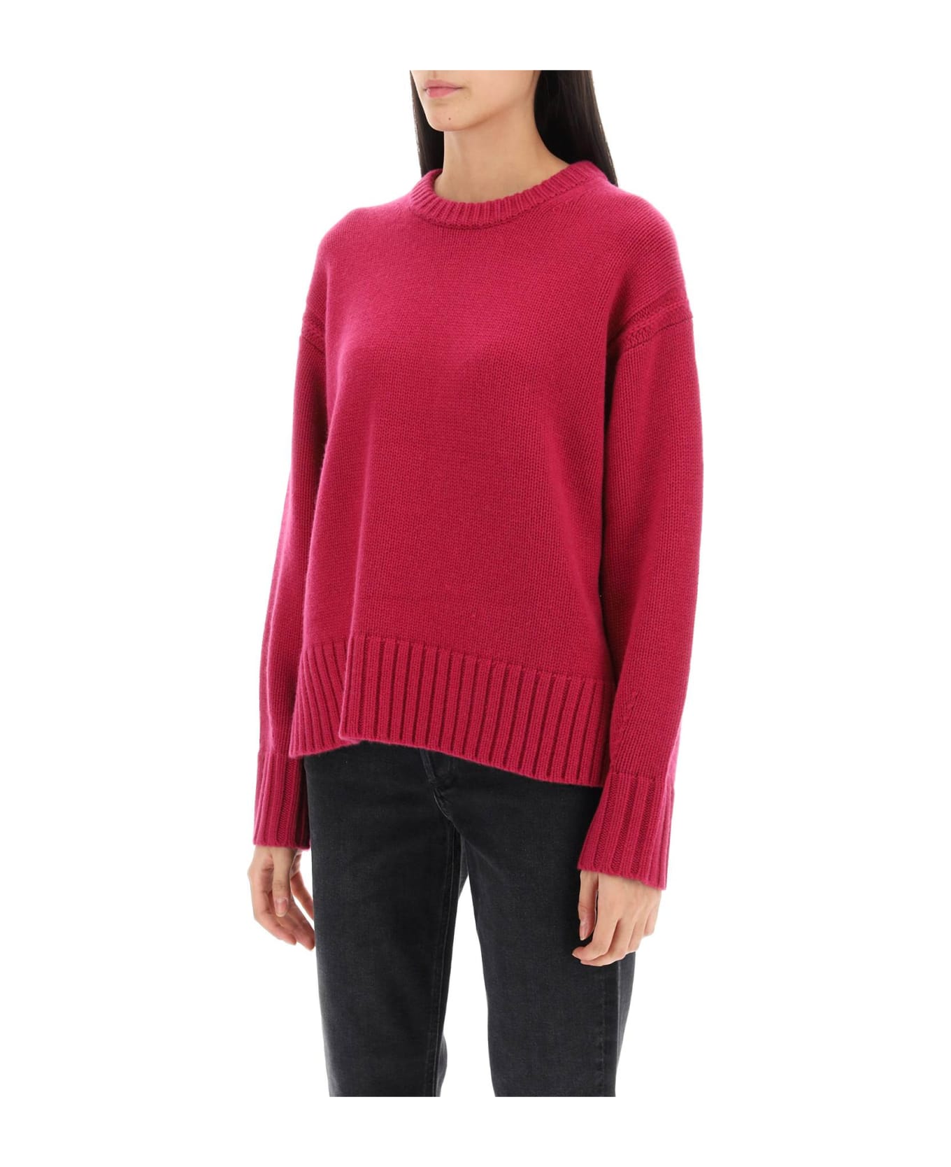 Guest in Residence Crew-neck Sweater In Cashmere - MAGENTA (Fuchsia)