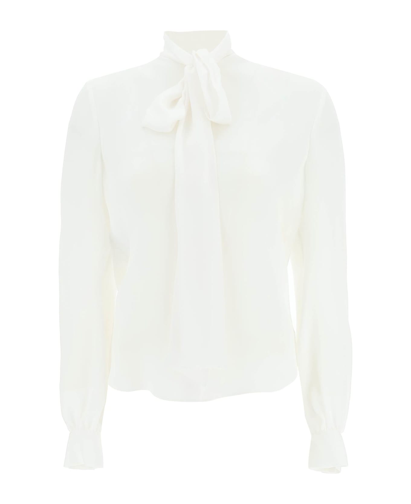 Moschino Silk Lavalliere Shirt Moschino - WHITE ブラウス