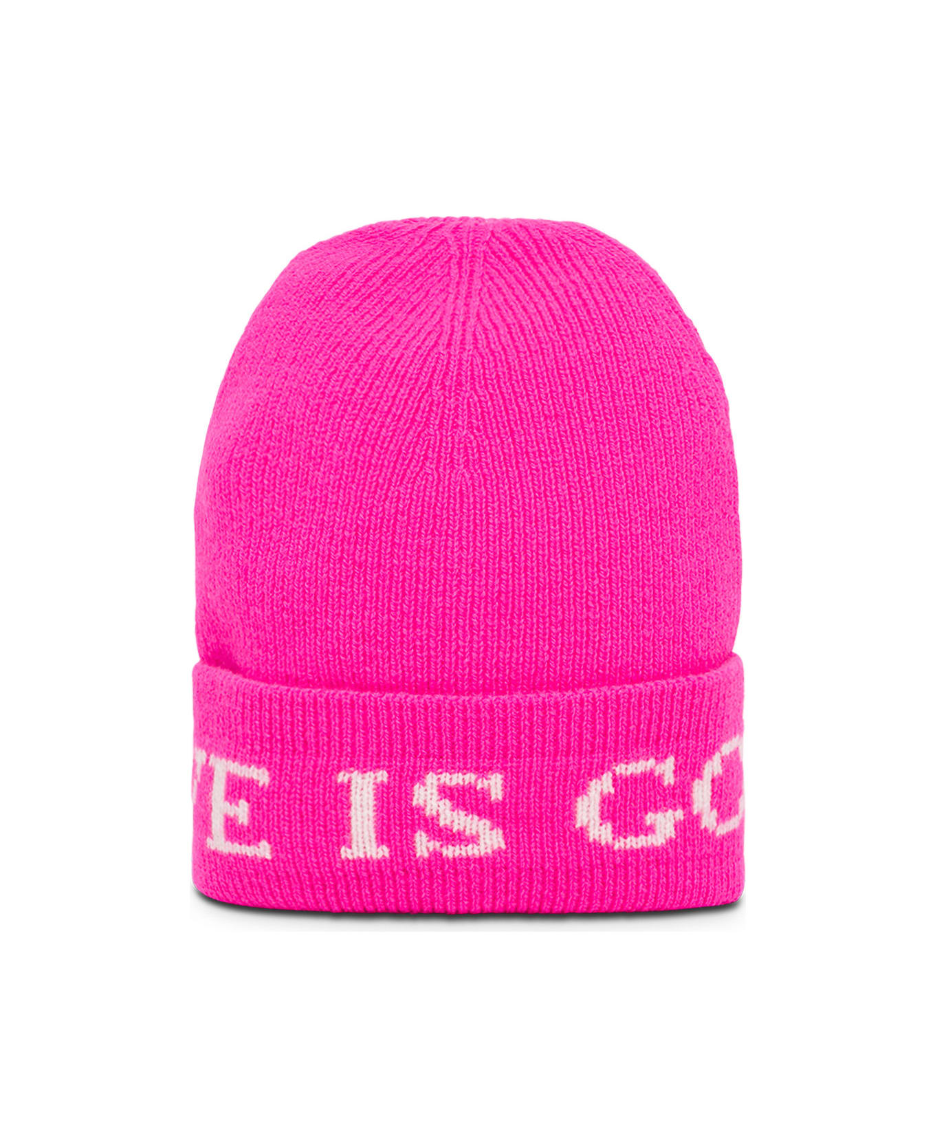 IRENEISGOOD Pink Wool And Cashmere protection Hat With Logo - Fucsia