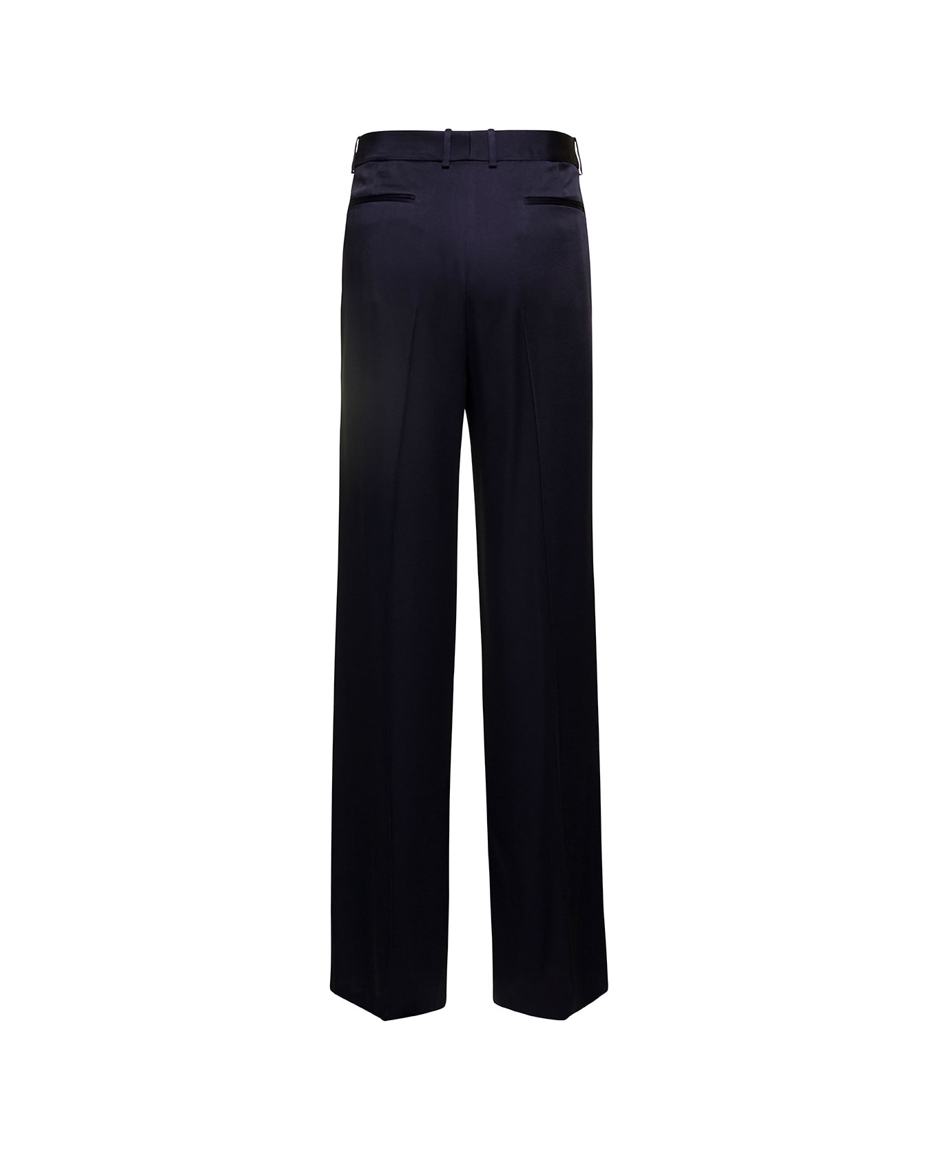 Saint Laurent Black Tailored Cut Trousers Satin Finish In Acetate Man - Blu