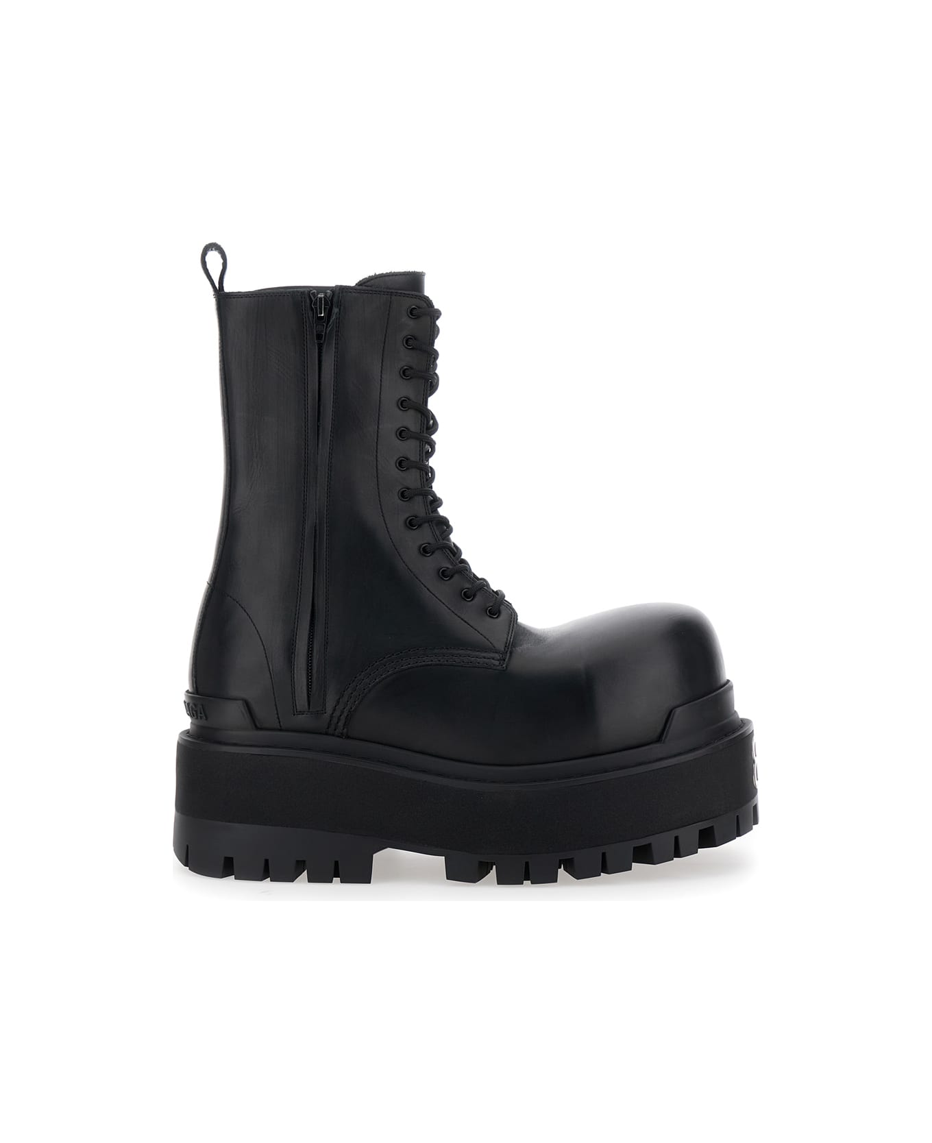 Balenciaga Black Ankle Boots With Logo Plaque On The Front And Side Zips In Leather Man - Black