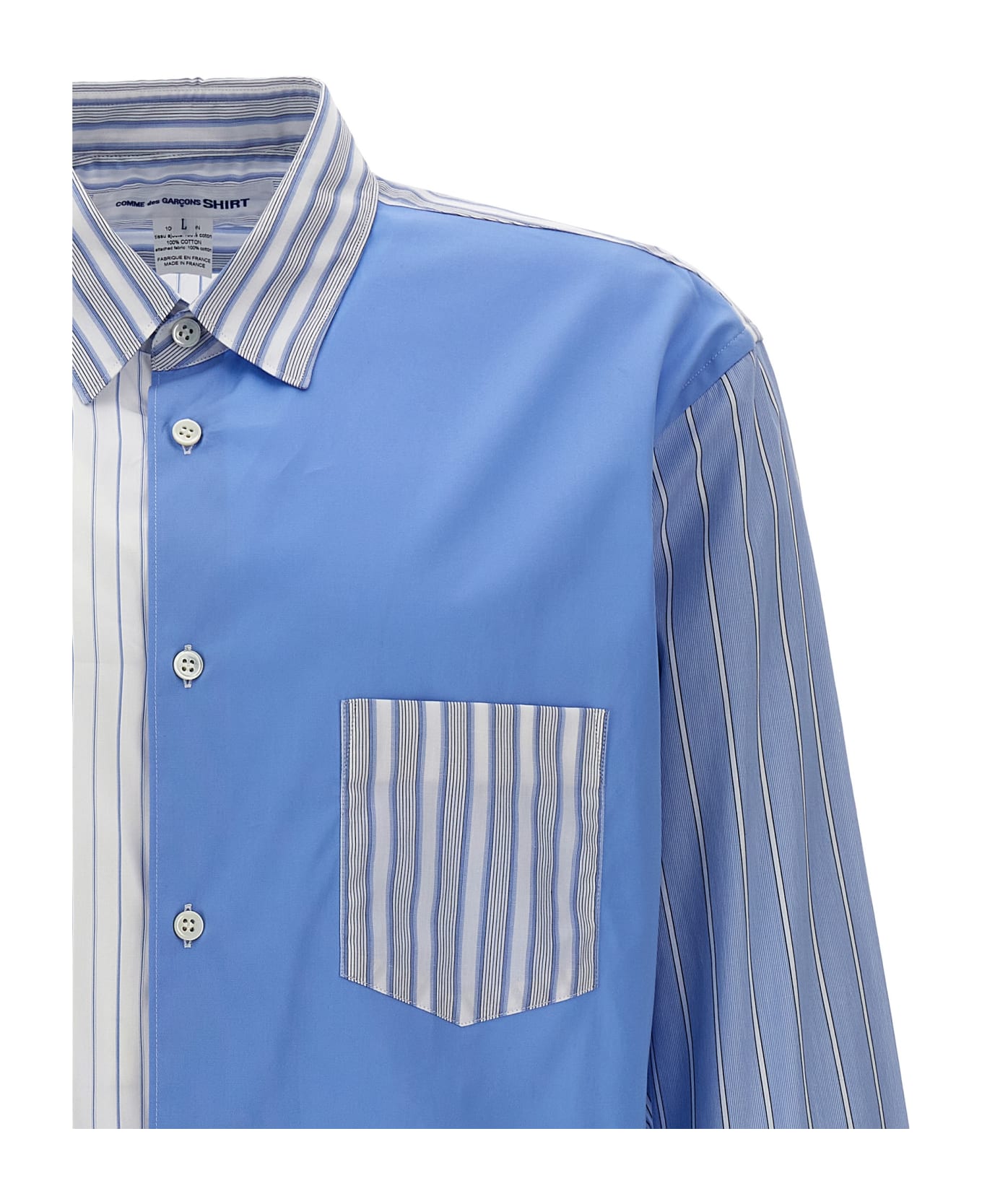 Comme des Garçons Shirt Patchwork Striped Shirt - Light Blue