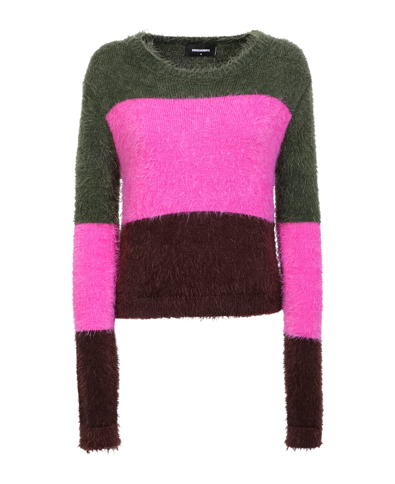 Dsquared2 Brown And Pink Fuzzy Stripes Sweater - Brown