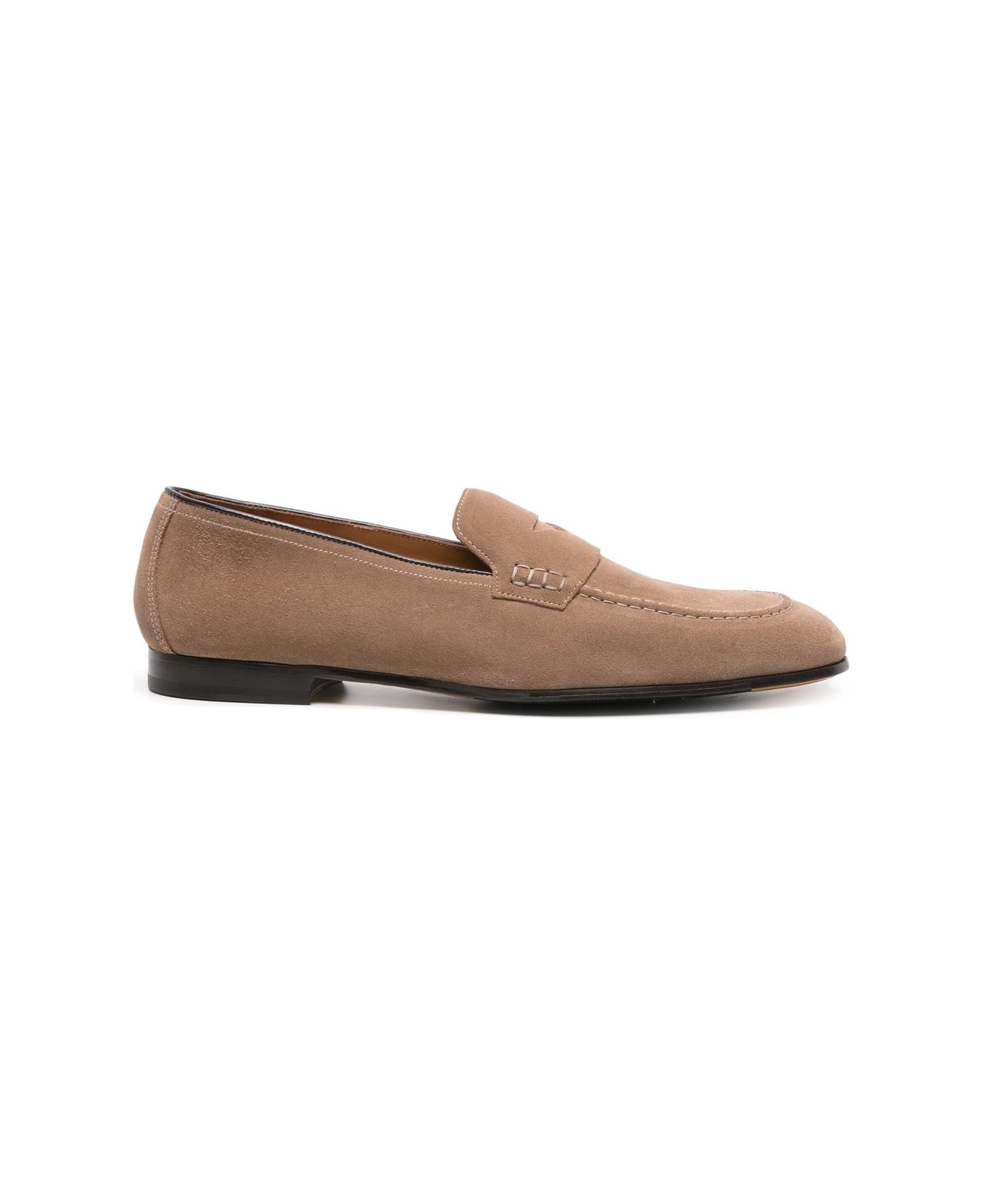 Doucal's Dark Beige Suede Penny Loafers - Brown ローファー＆デッキシューズ
