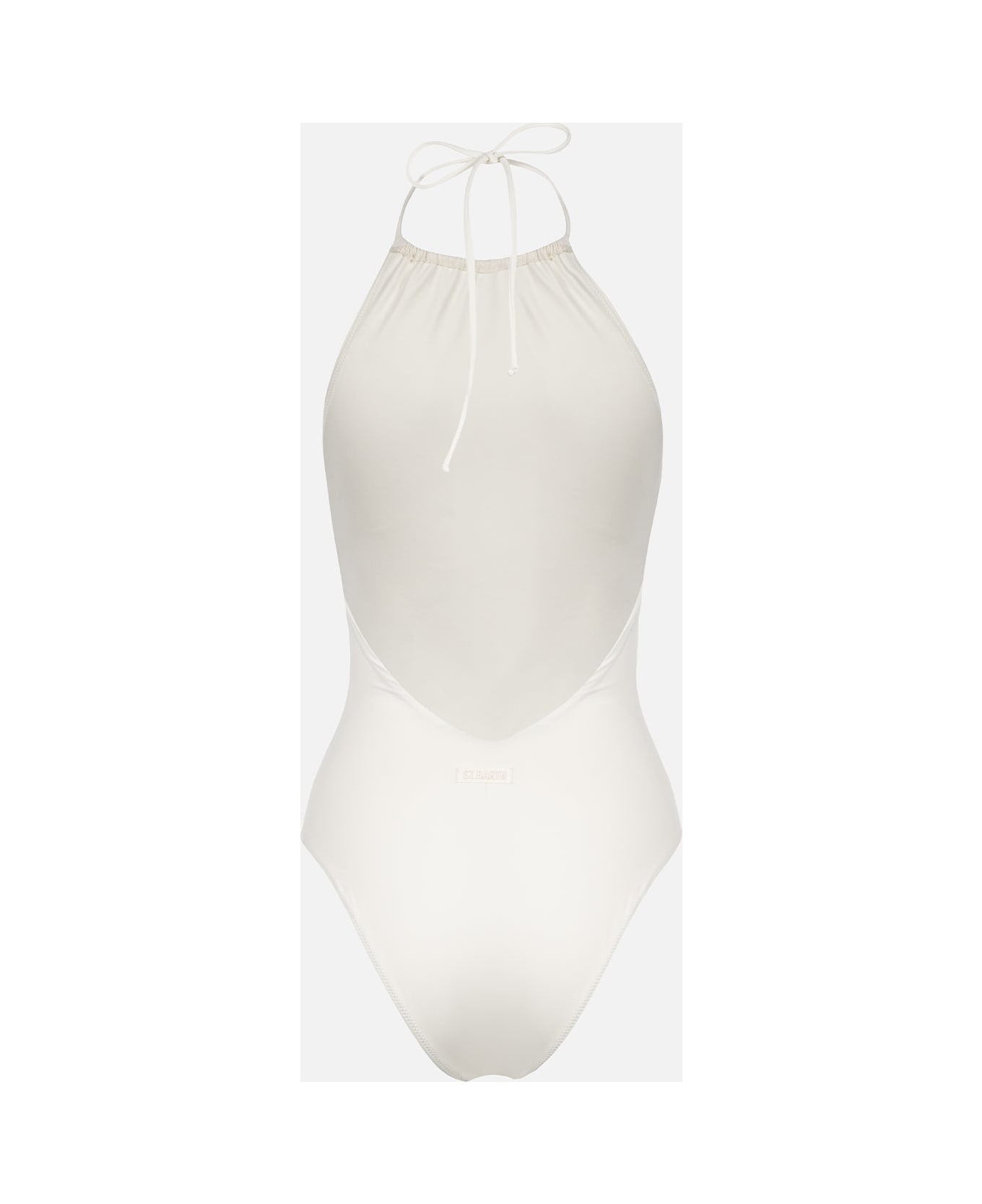 MC2 Saint Barth Woman Cream Halter Neck One Piece Swimsuit - WHITE