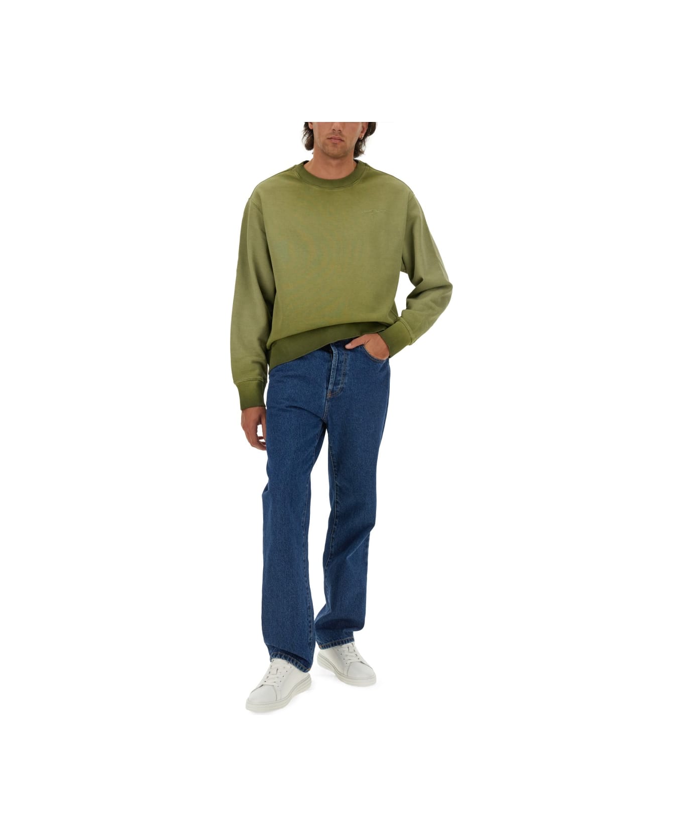 MSGM Washed Out Jersey Sweatshirt - GREEN