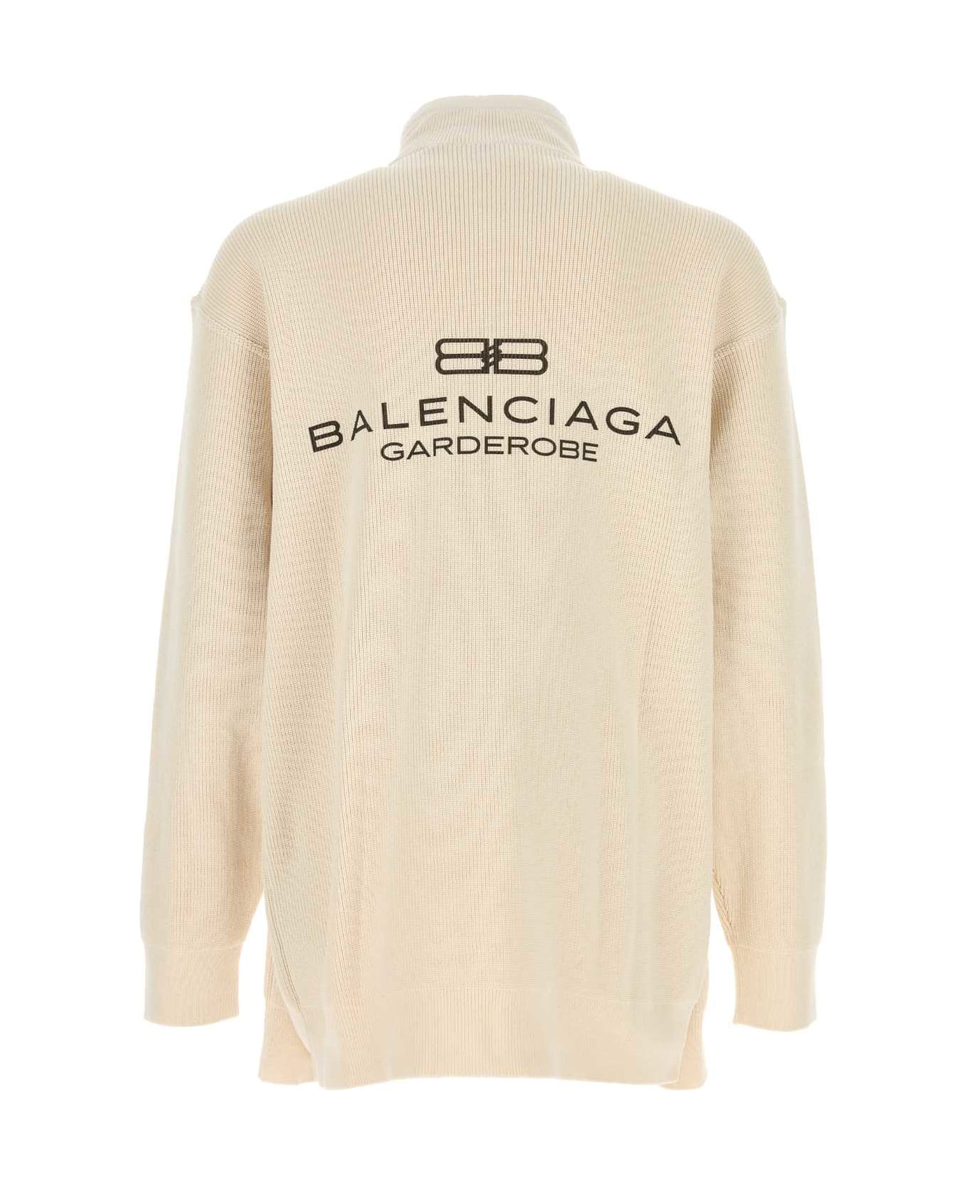 Balenciaga Cream Cotton And Polyester Sweater - BEIGE