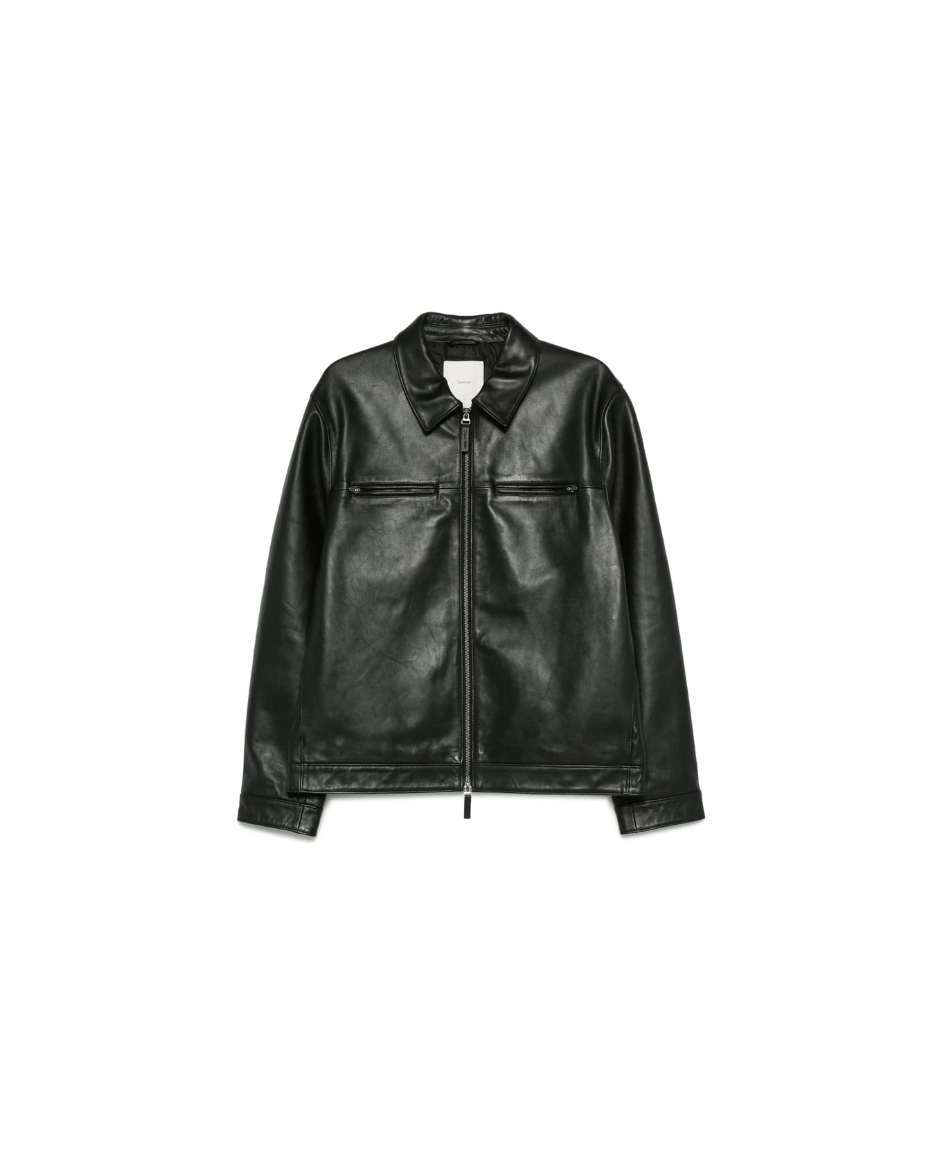 Calvin Klein Leather Outerwear - BLACK