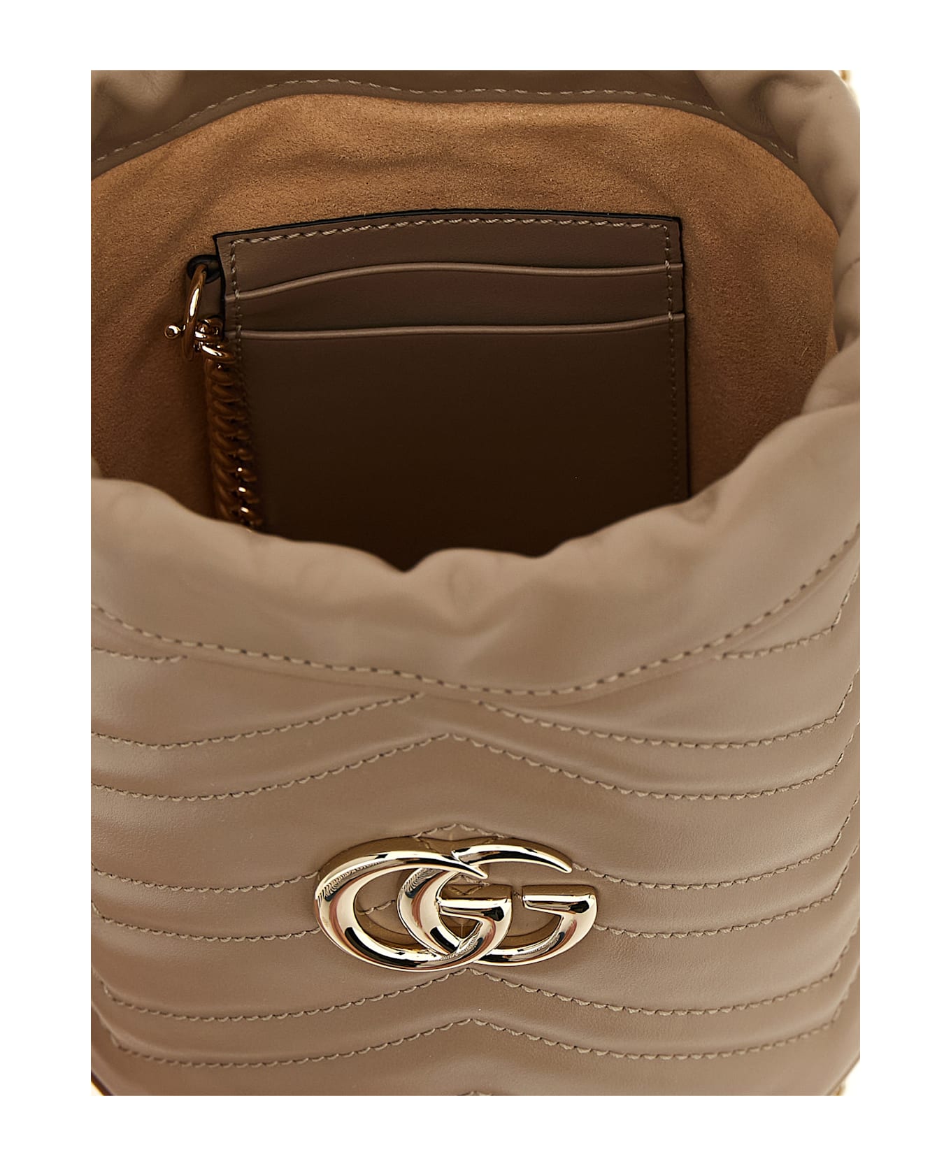 Gucci 
gg Marmont
 Small Bucket Bag - Beige