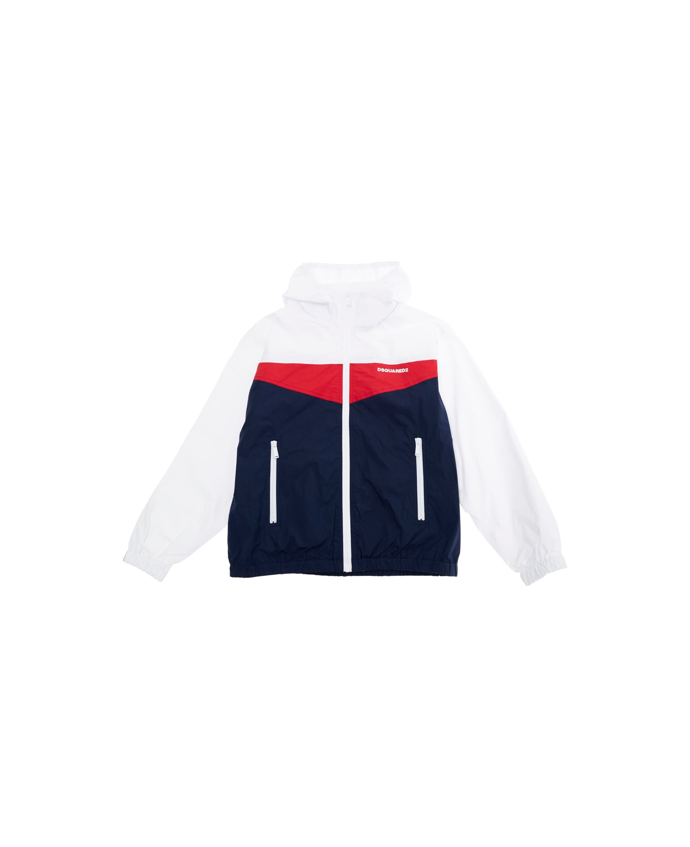 Dsquared2 Multicolor Jacket With Fixed Hood And Logo Lettering On The Front In Cotton Stretch Boy - Multicolor