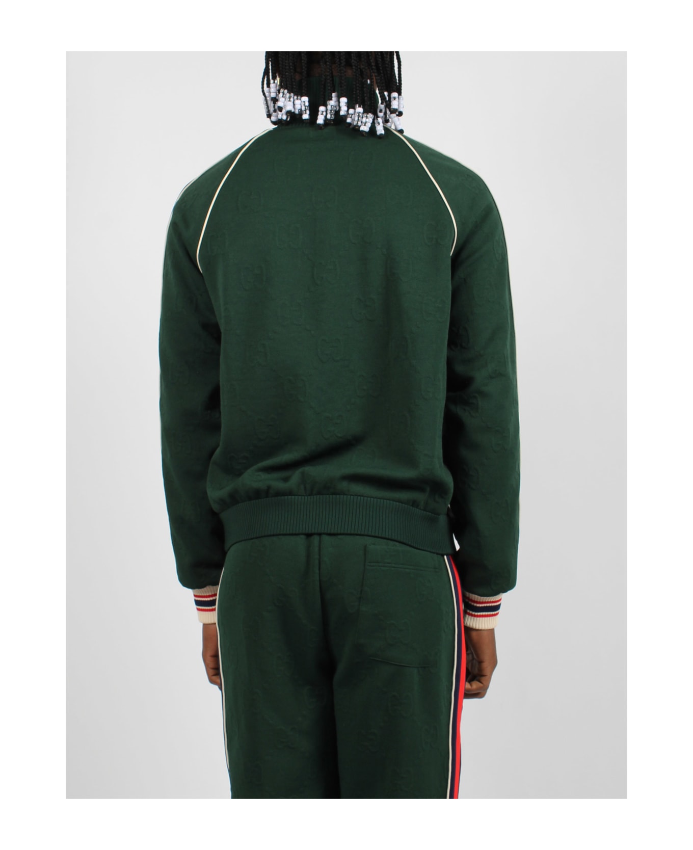 Gucci Gg Jacquard Jersey Zip Jacket - Green ジャケット