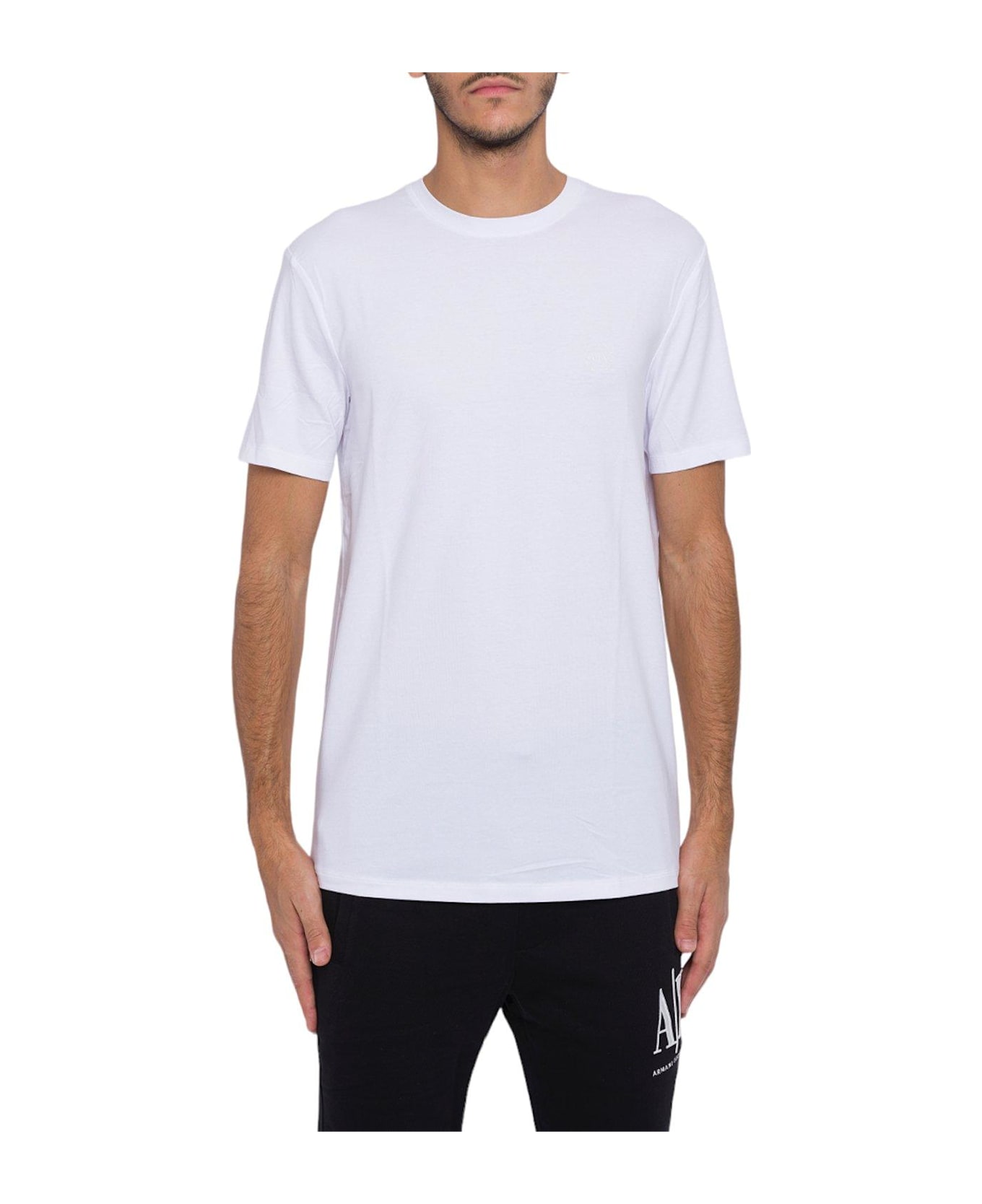 Armani Collezioni Logo Embroidered Crewneck T-shirt - White