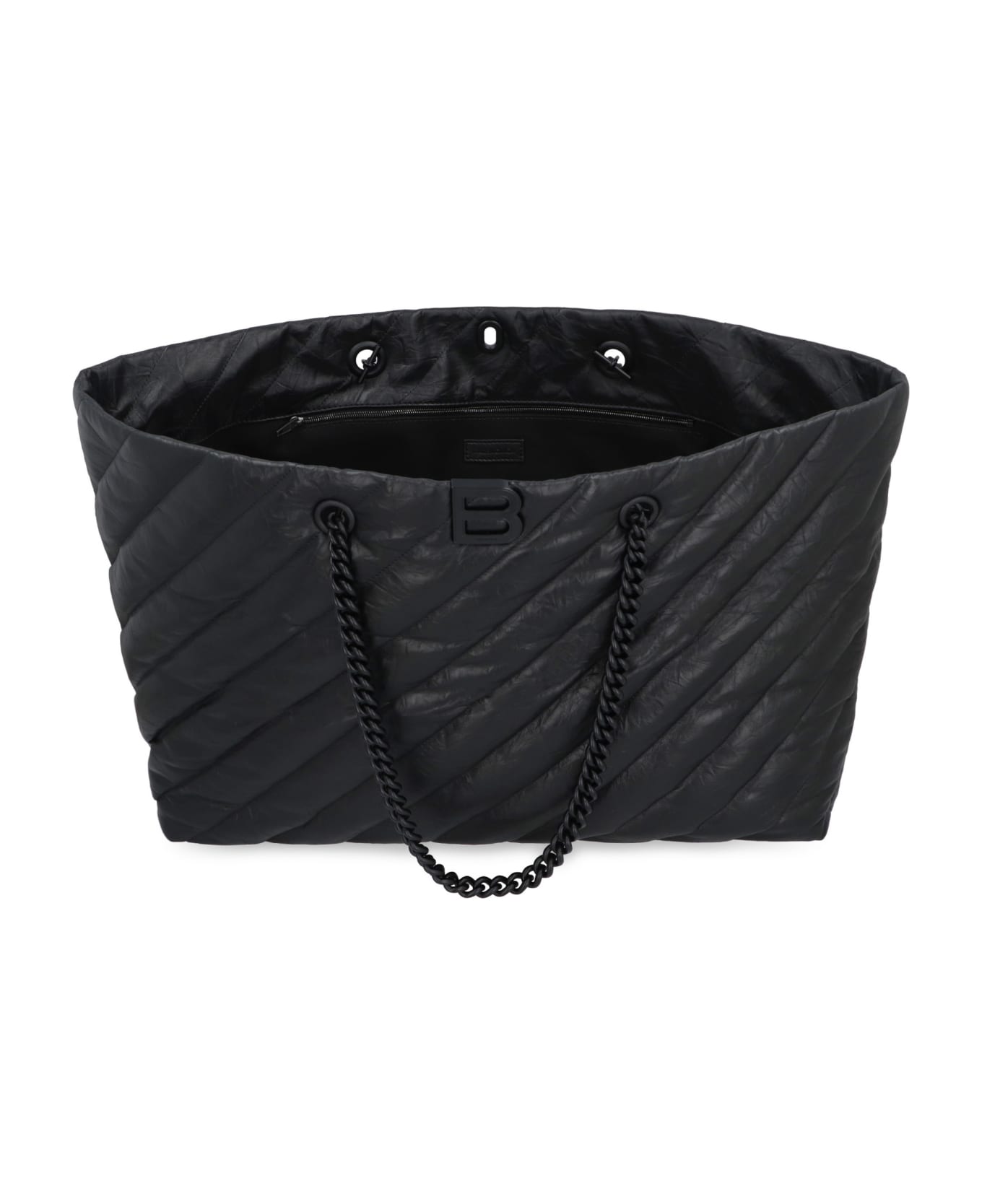 Balenciaga Carry All Crush Leather Tote - black