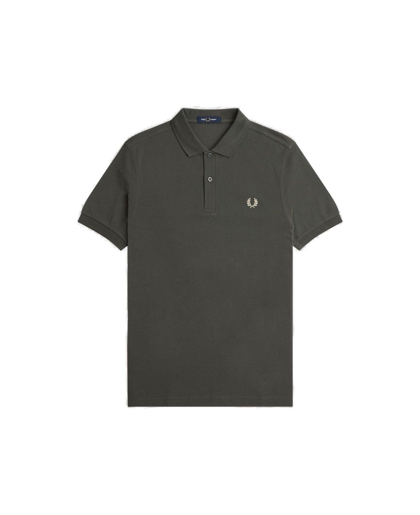 Fred Perry Laurel Wreath-embroidered Short-sleeved Polo Shirt - Fieldgreen/oatme