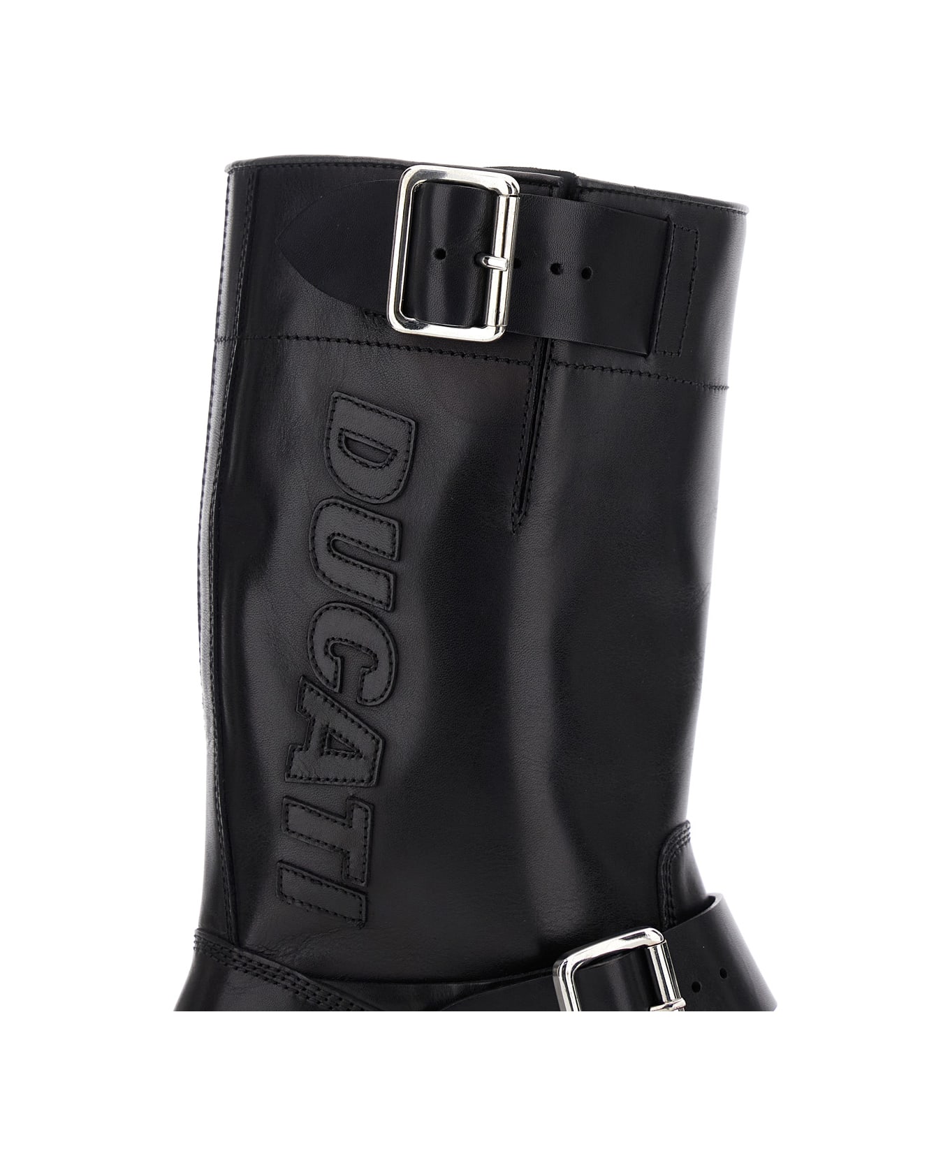 Dsquared2 
ducati X D2
 Black Ankle Boots With Side Zip Closure And Maxi Logo Lettering On The Side In Leather Man - Black ブーツ