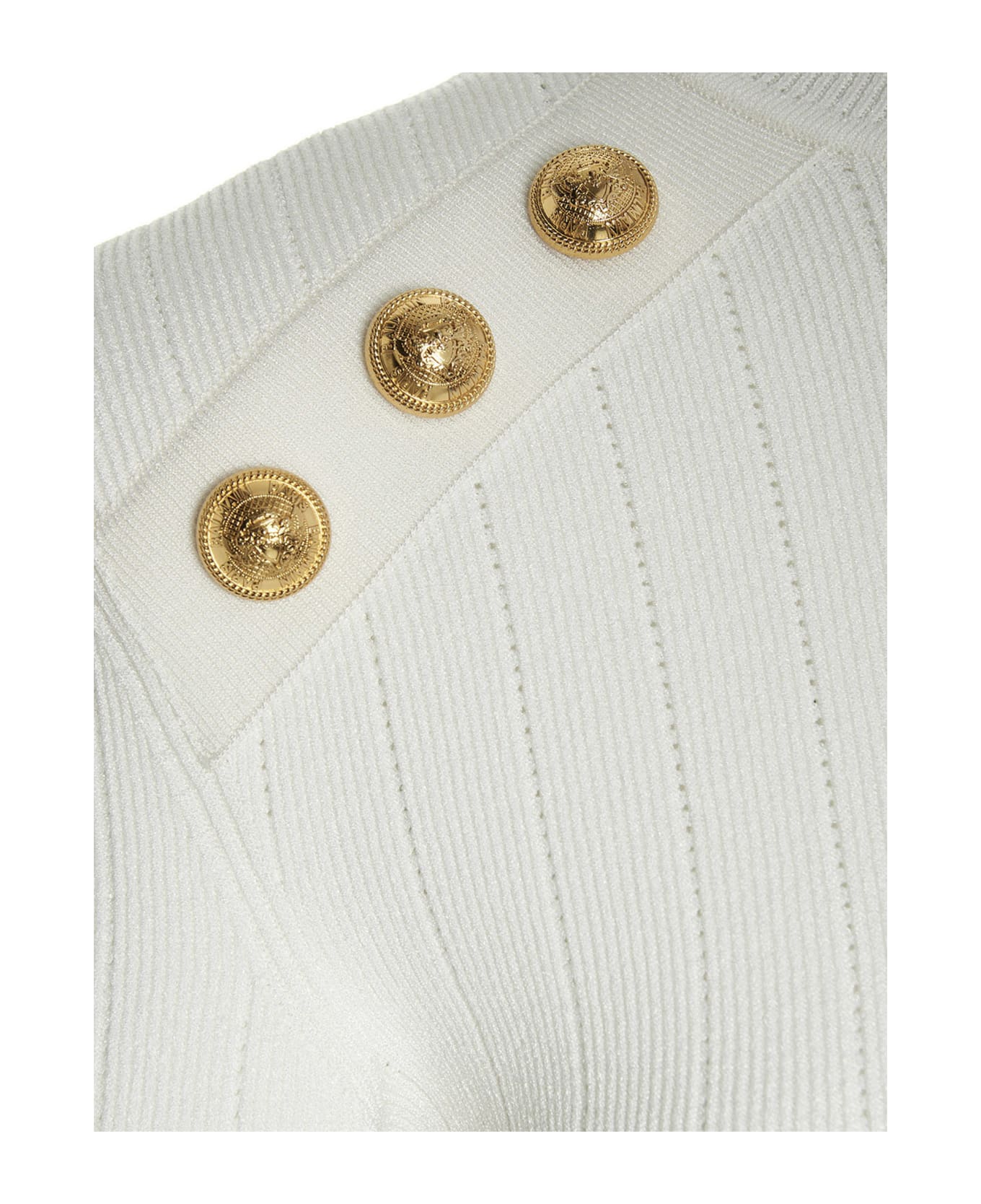 Balmain Logo Buttons Turtleneck Sweater - White ニットウェア